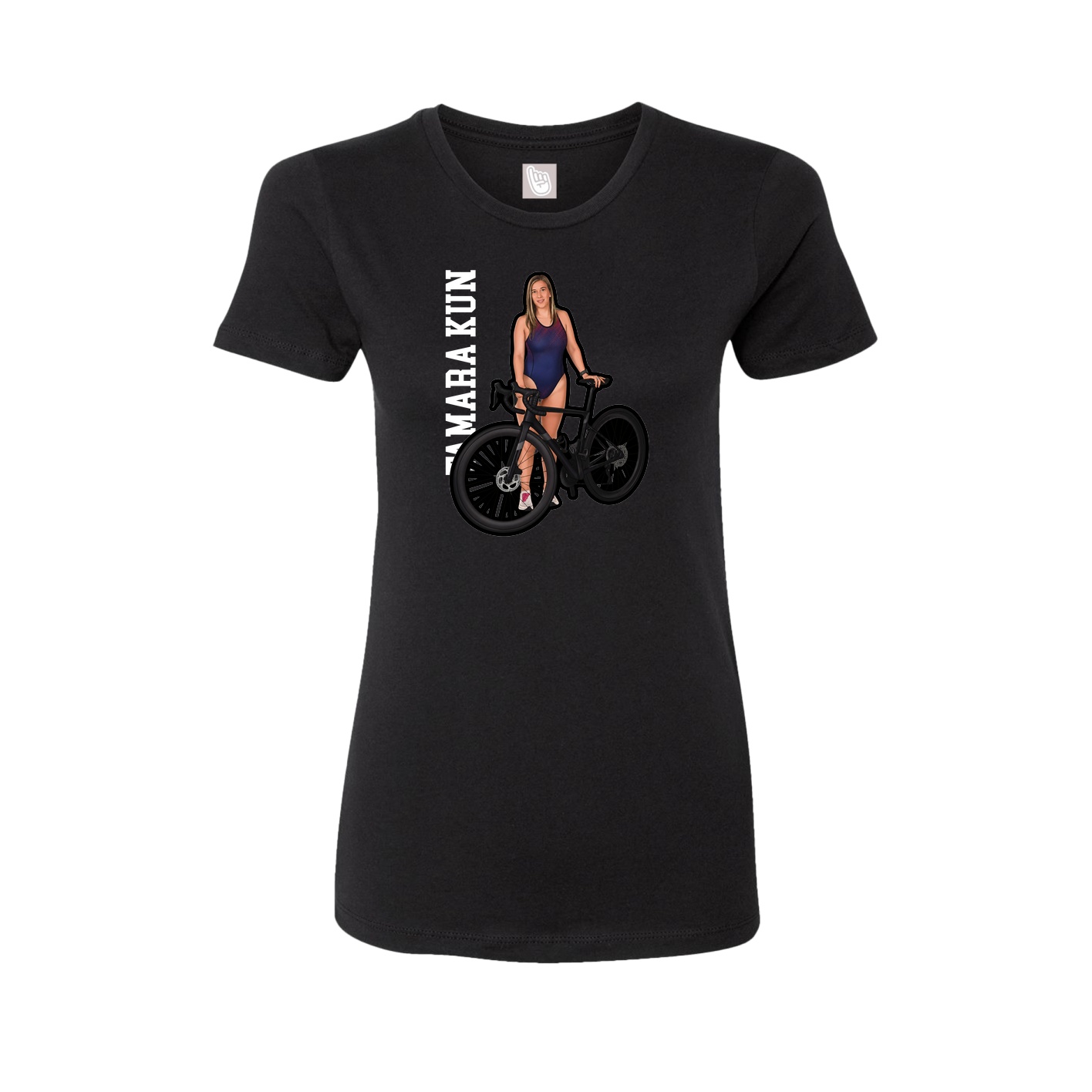 Fitted Women's Tee — Name Vertical in Black