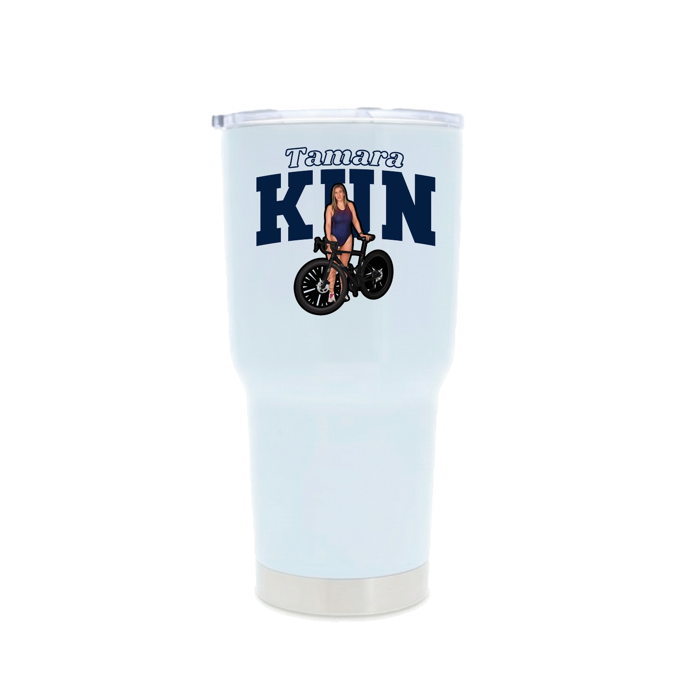 30oz Stainless Steel Tumbler — Name Arch in White