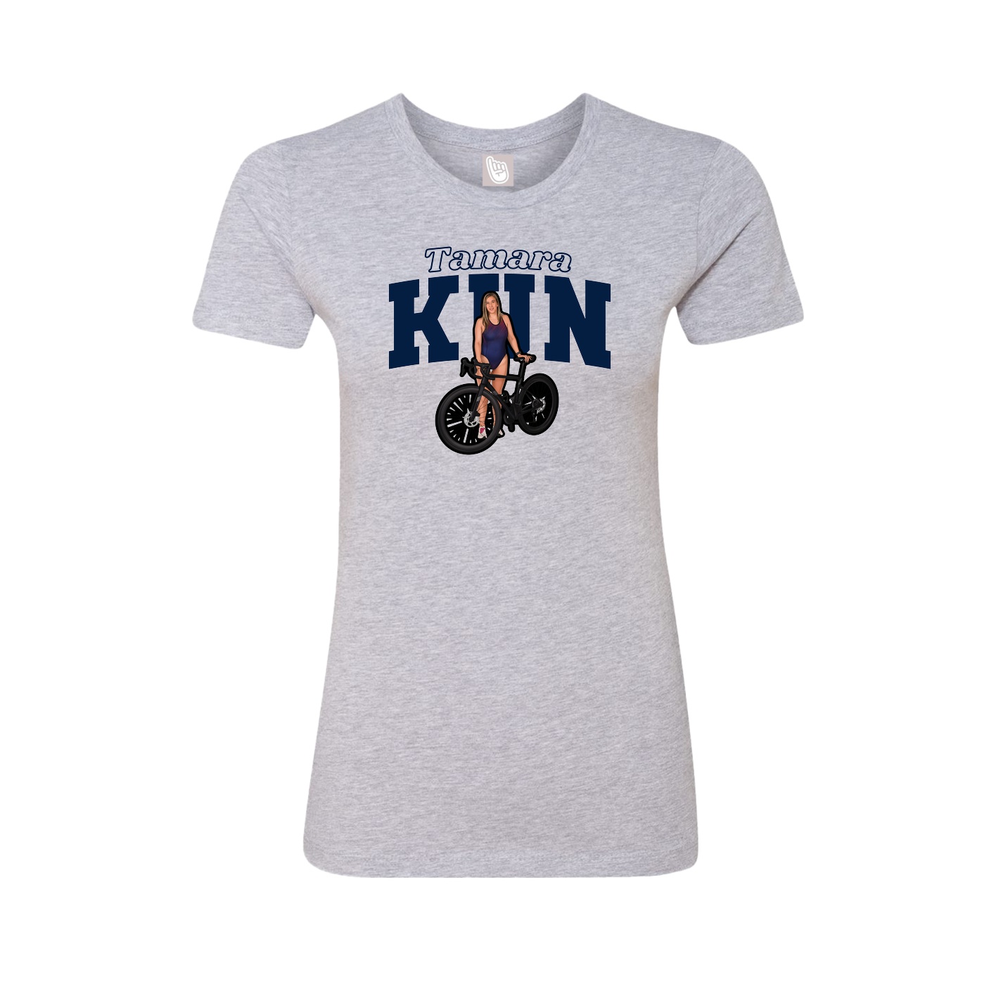 Fitted Women's Tee — Name Arch in Grey