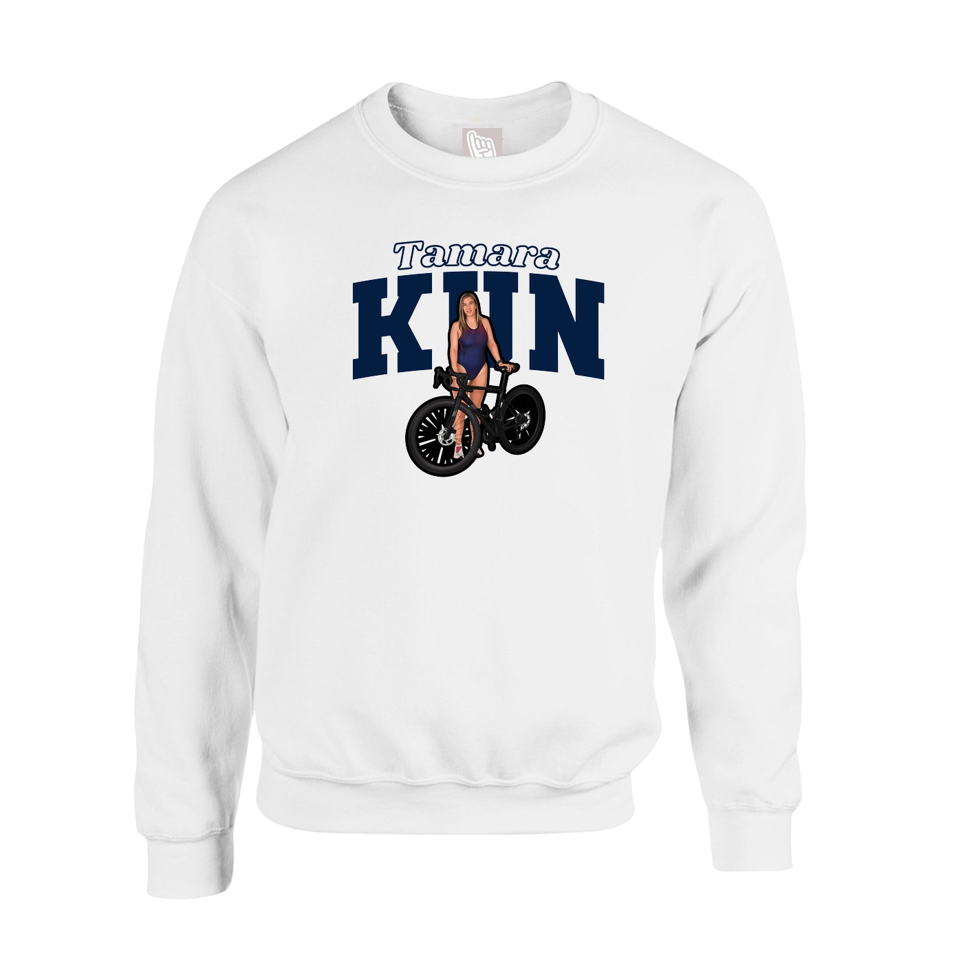 Fleece Crew — Name Arch in White