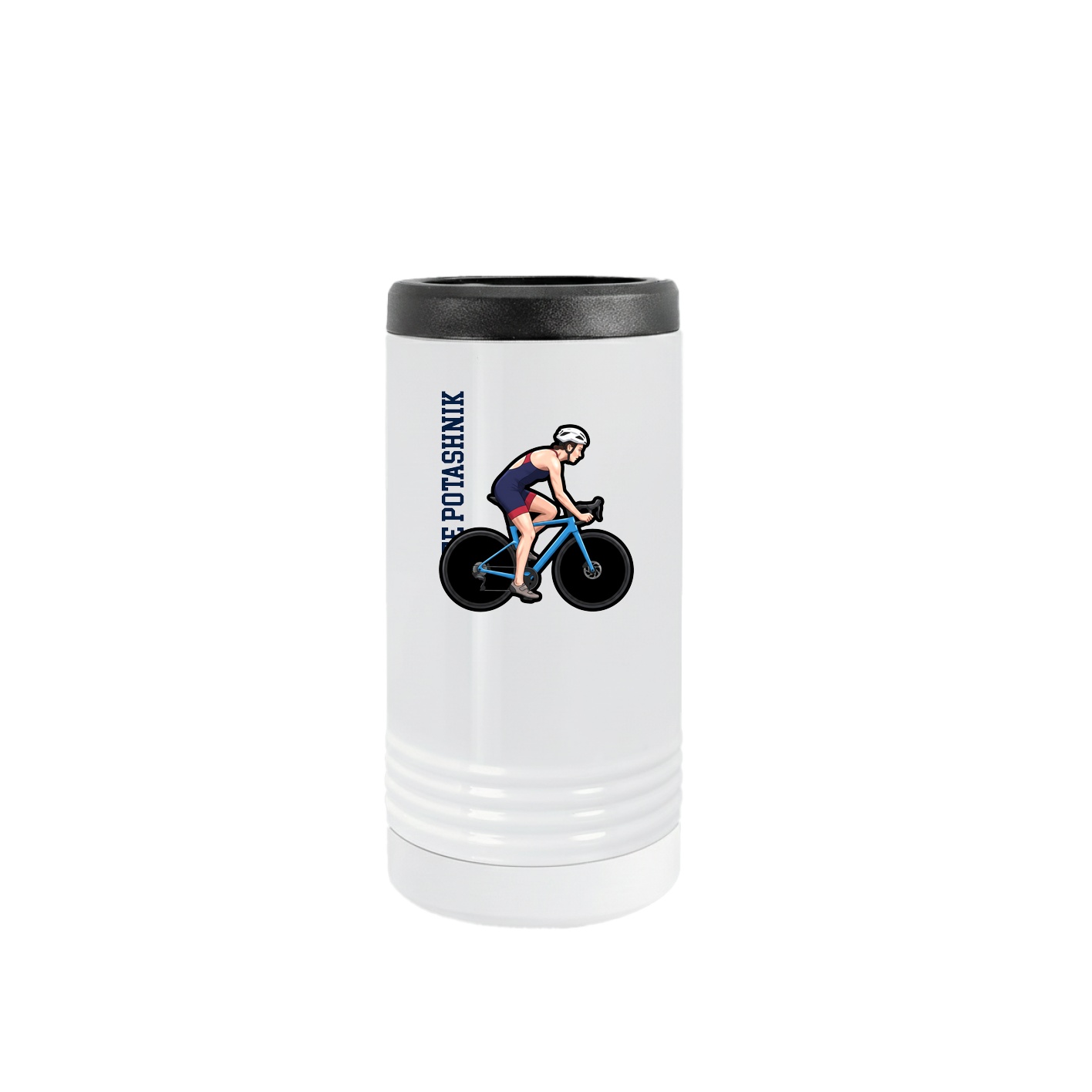 Slim Beverage Holder — Name Vertical in White