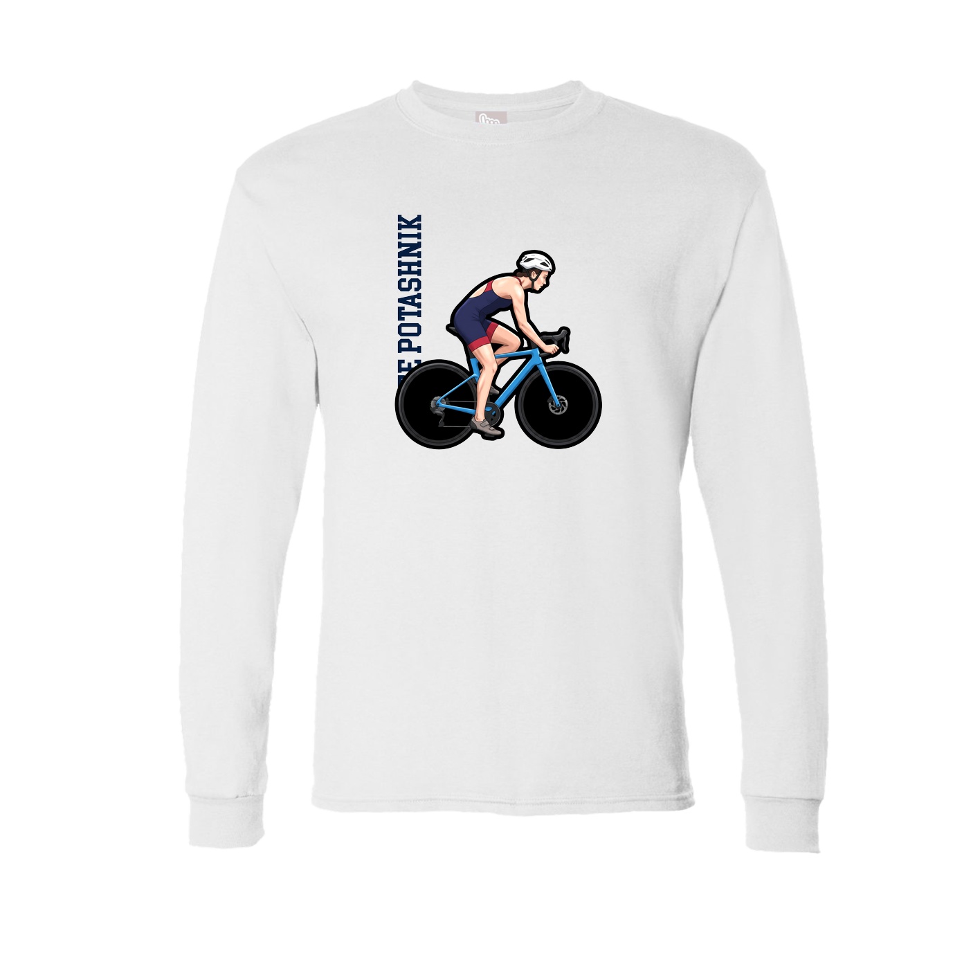 Long Sleeve Tee — Name Vertical in White