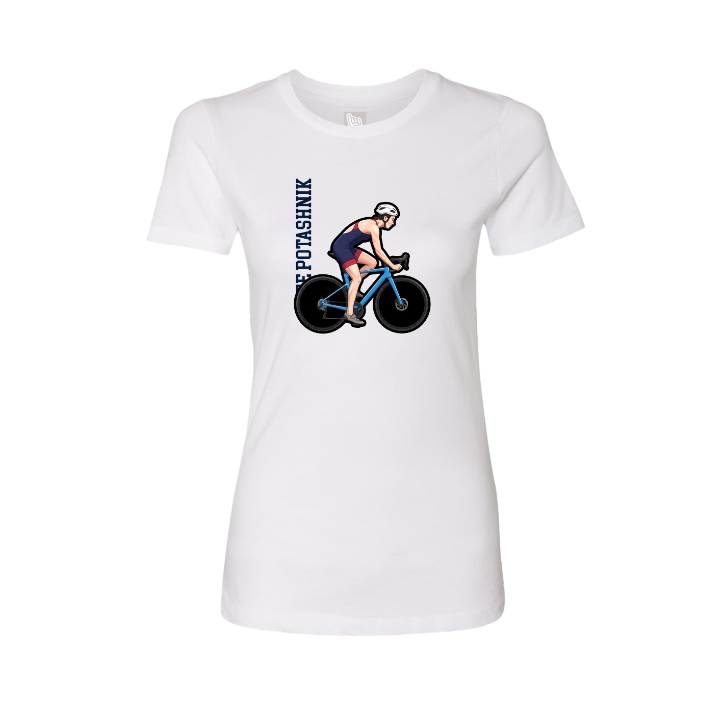 Fitted Women's Tee — Name Vertical in White