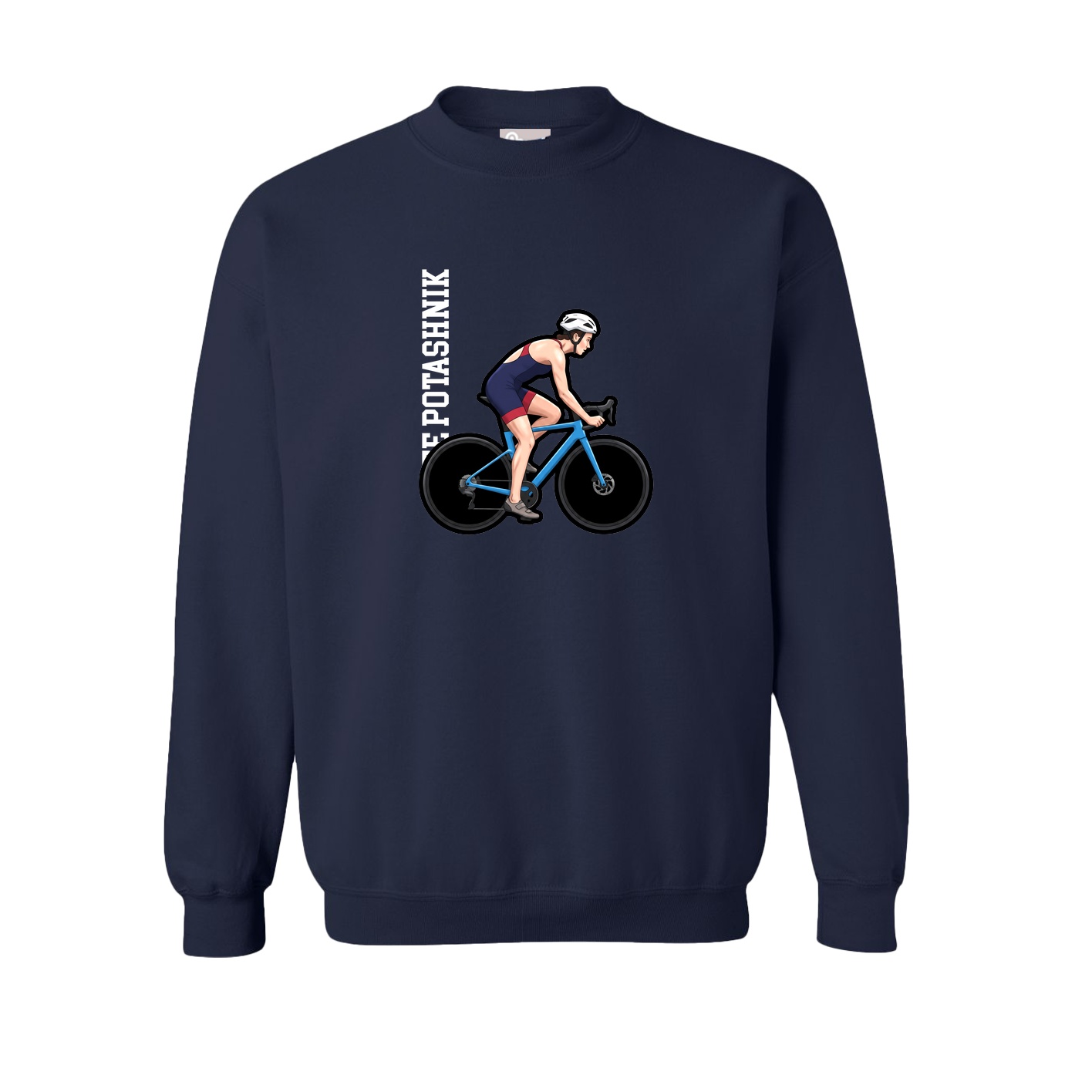 Fleece Crew — Name Vertical in Navy