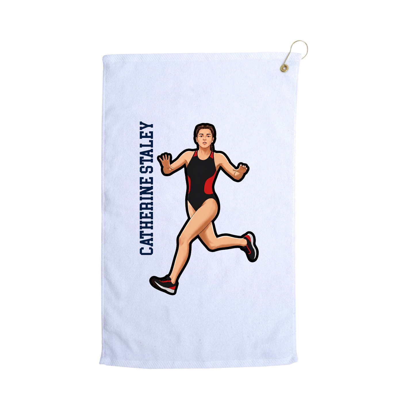 Golf Towel — Name Vertical in White