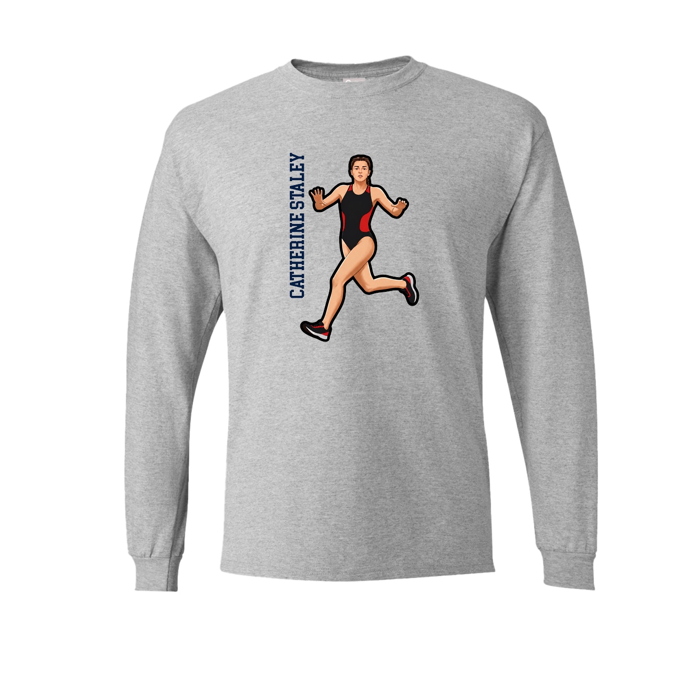 Long Sleeve Tee — Name Vertical in Grey