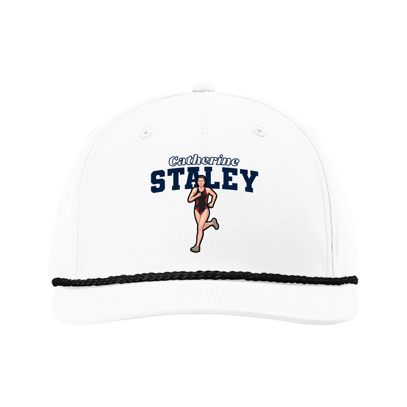 Five-Panel Classic Rope Cap — Name Arch in White