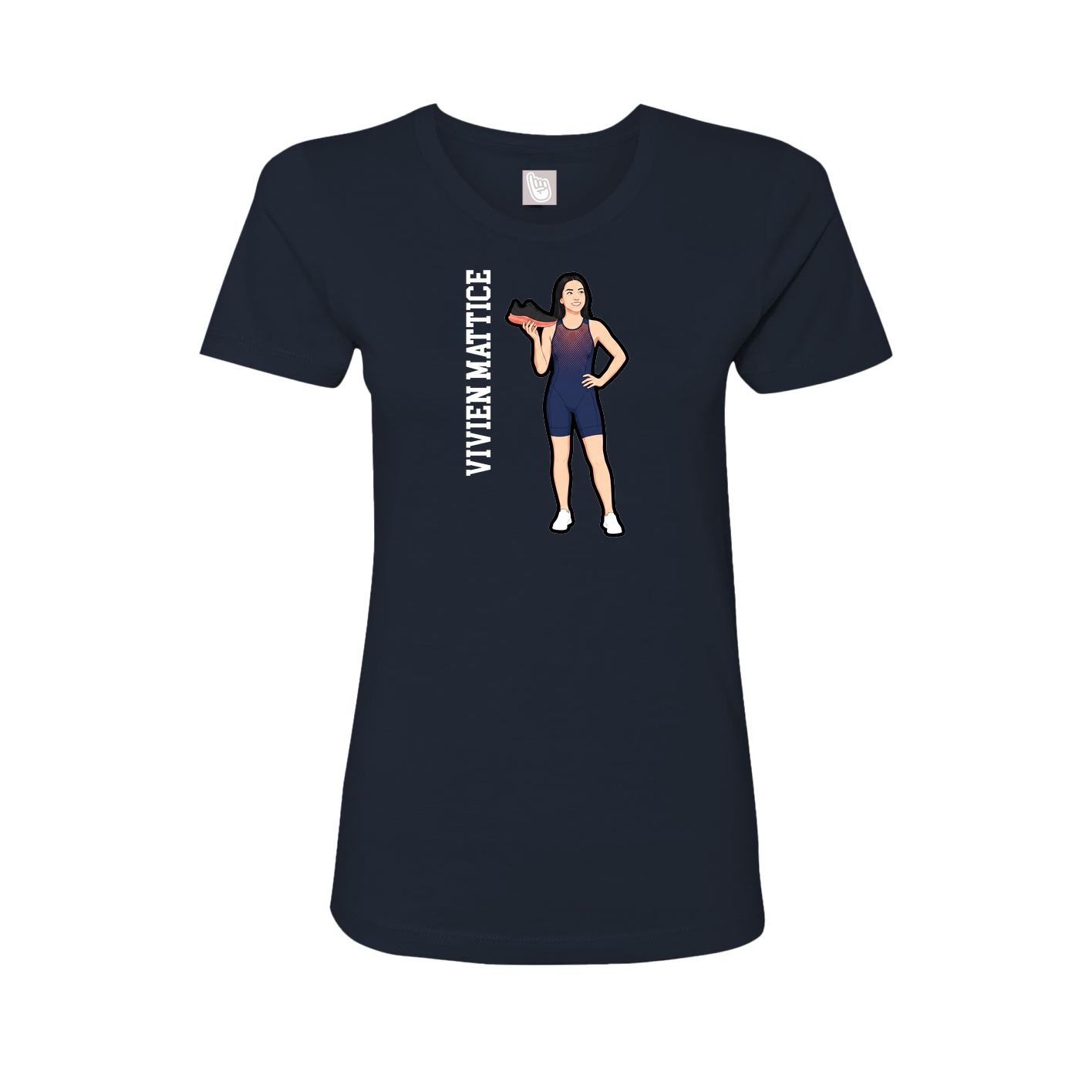 Fitted Women's Tee — Name Vertical in Navy