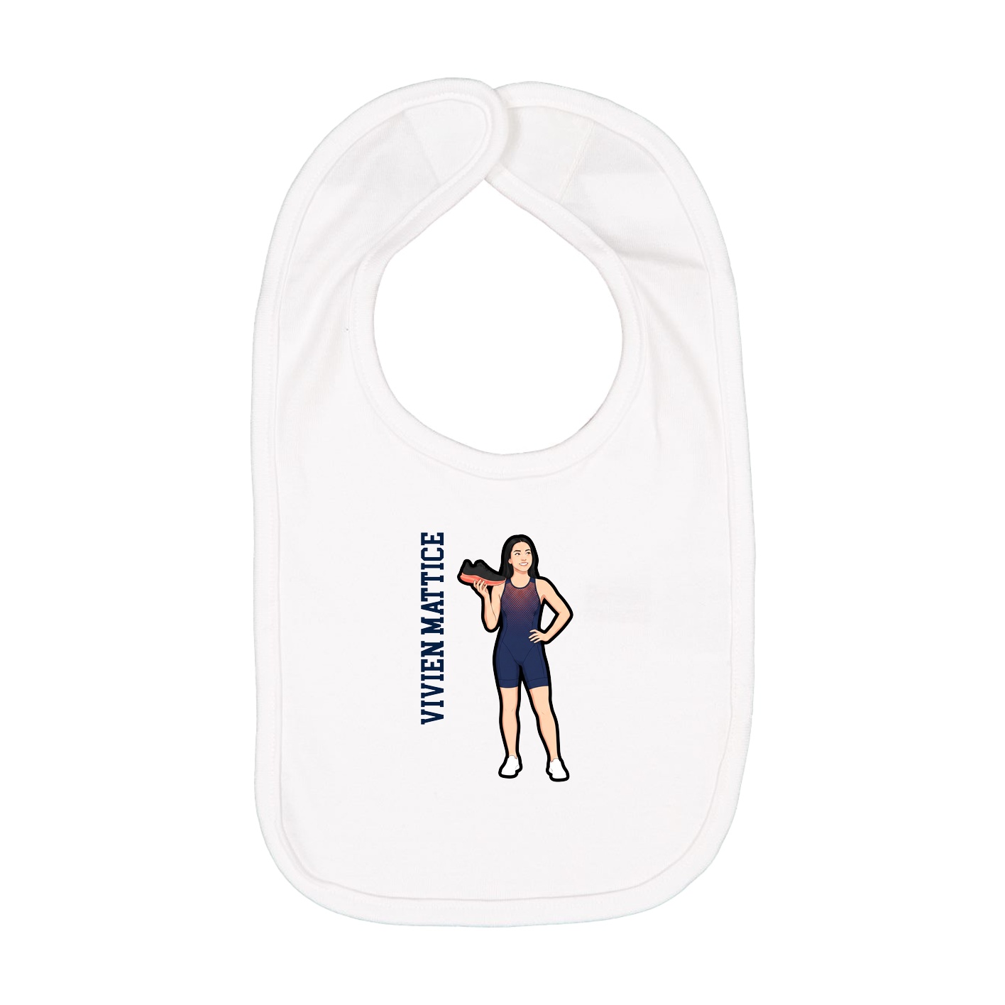 Infant Bib — Name Vertical in White