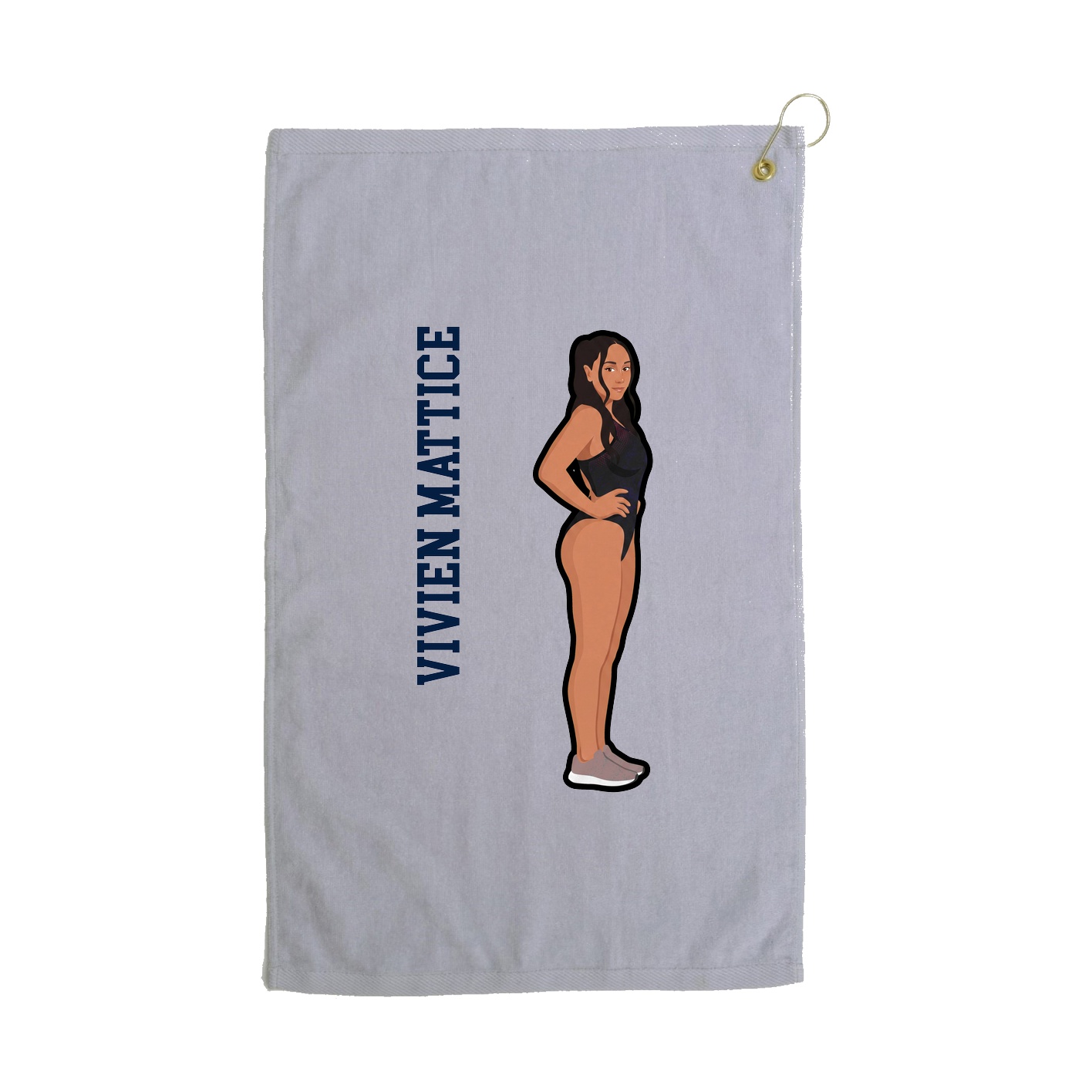 Golf Towel — Name Vertical in Grey