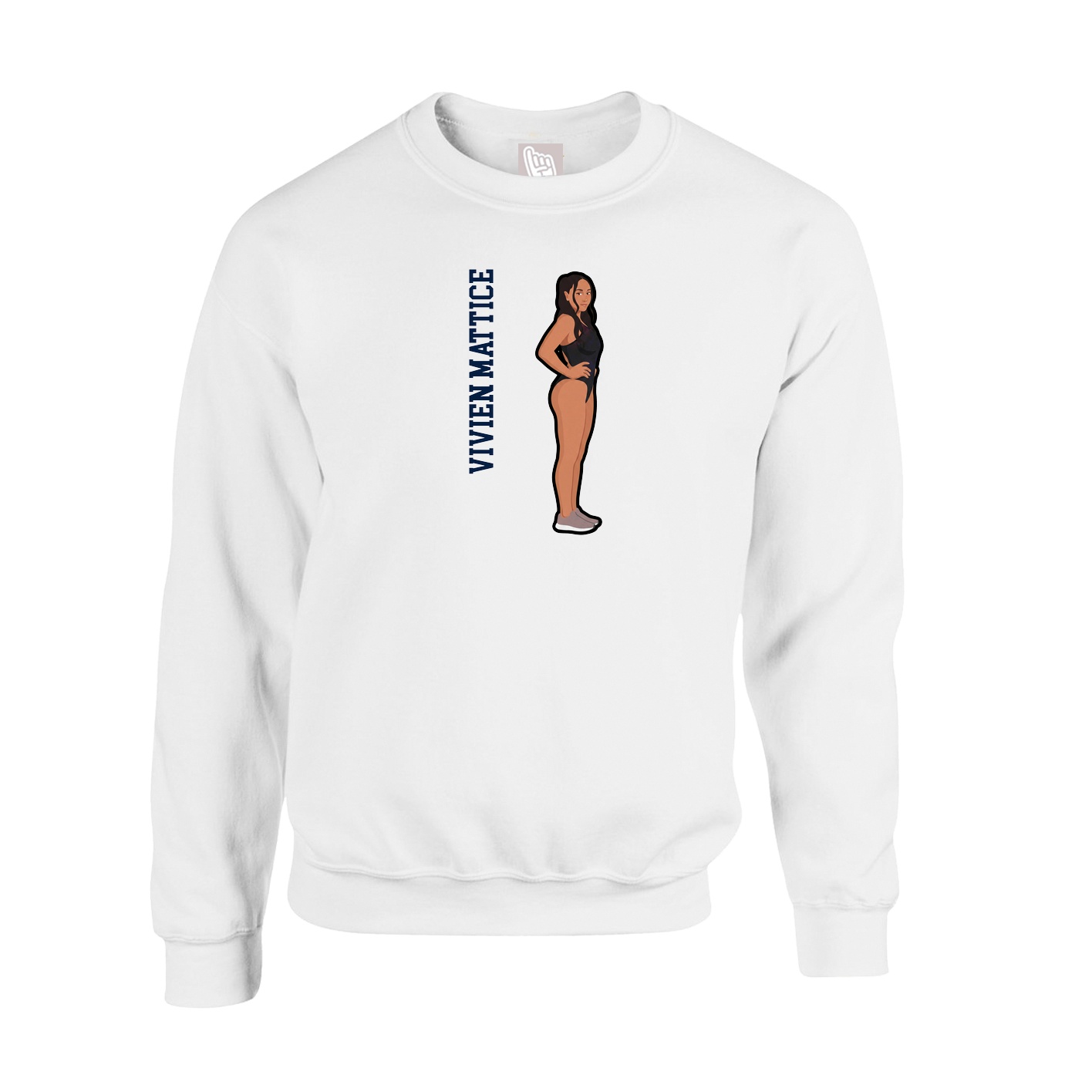 Fleece Crew — Name Vertical in White