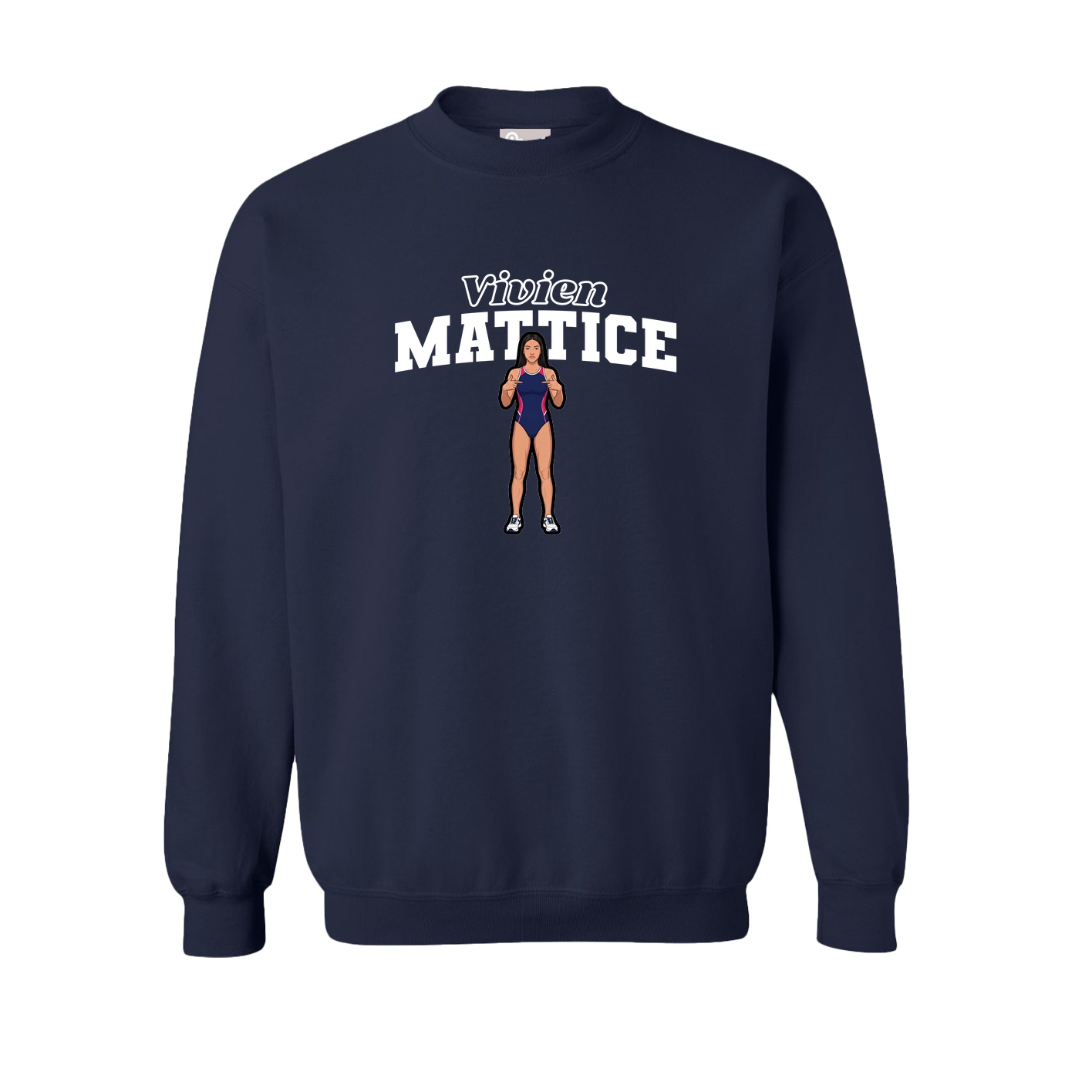 Fleece Crew — Name Arch in Navy