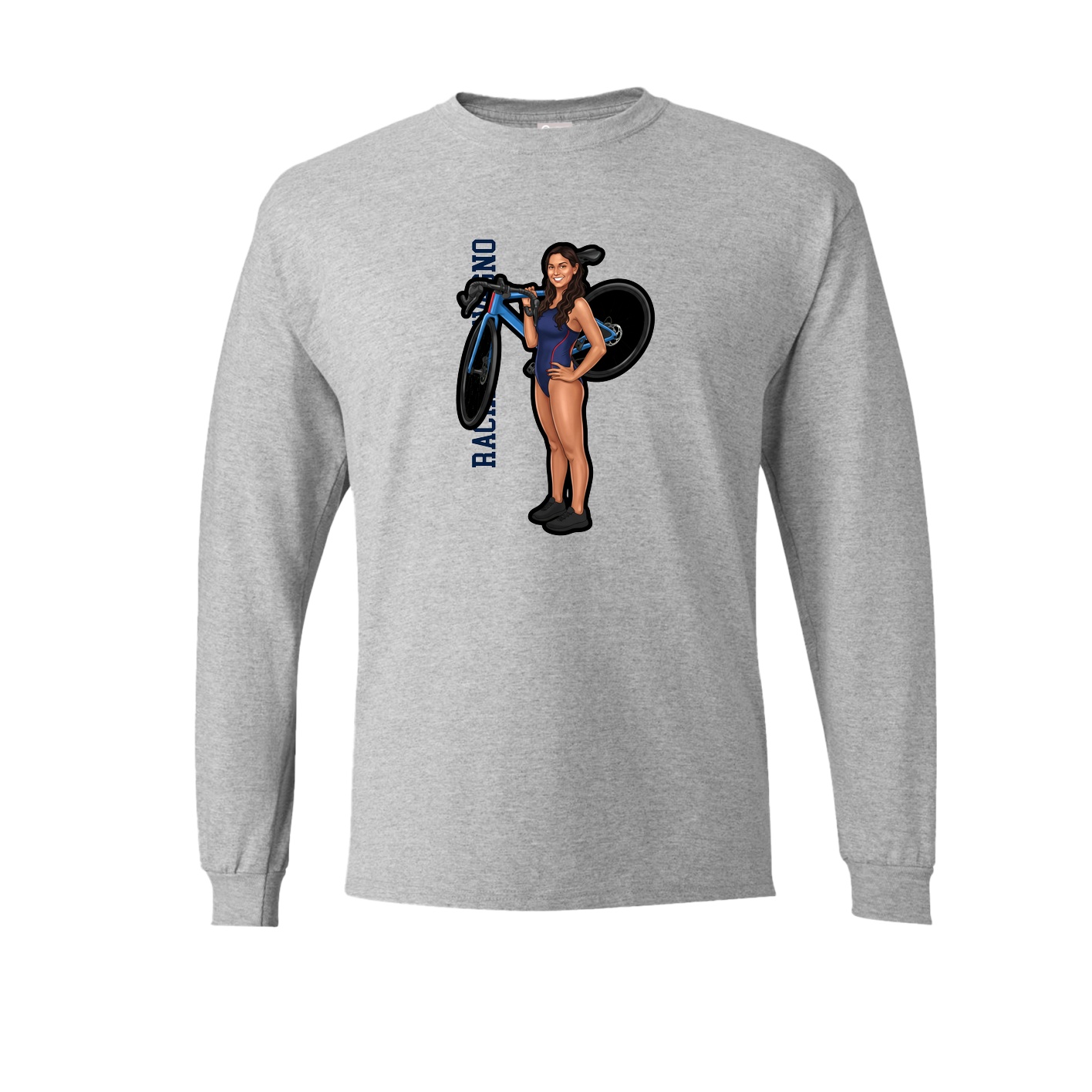 Long Sleeve Tee — Name Vertical in Grey