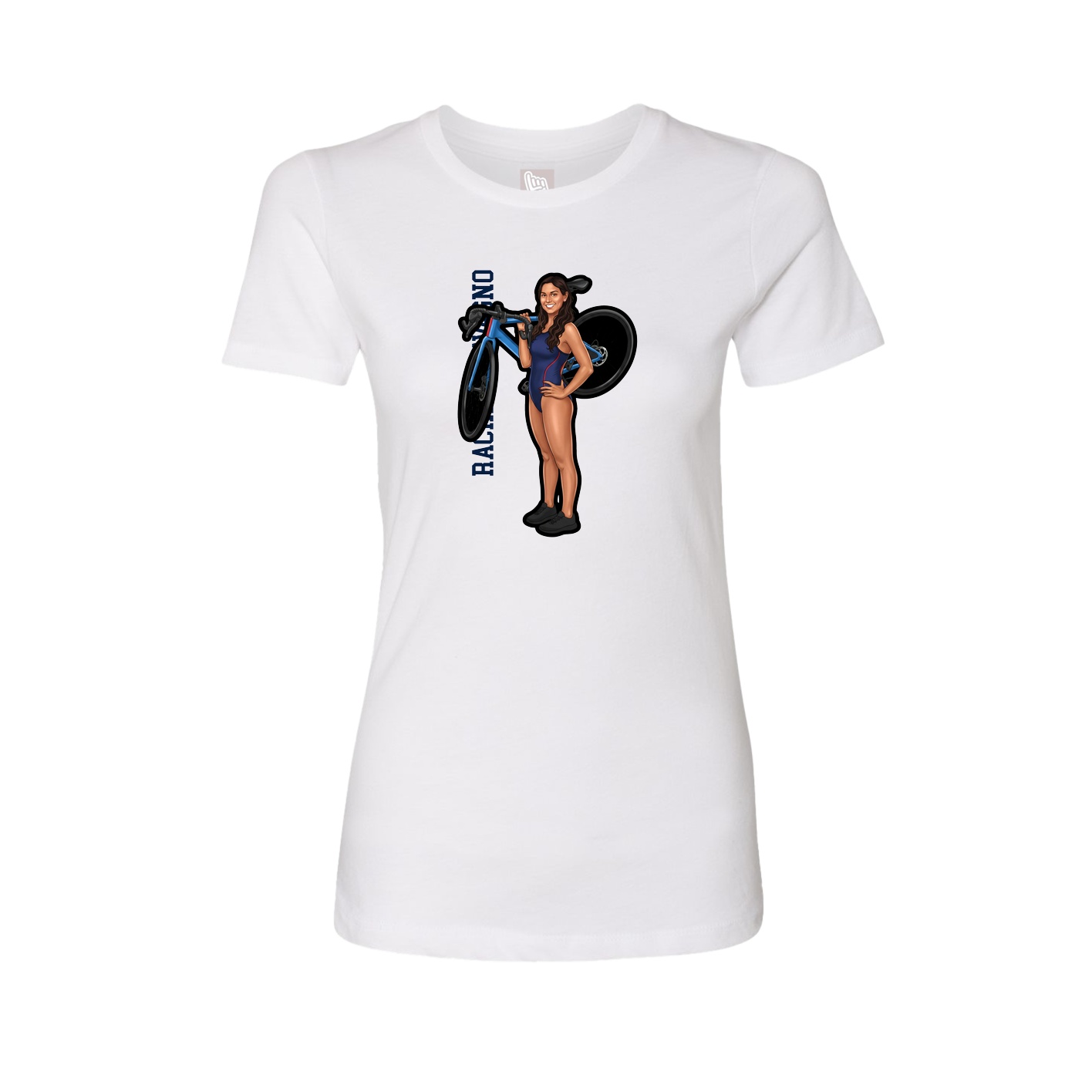 Fitted Women's Tee — Name Vertical in White