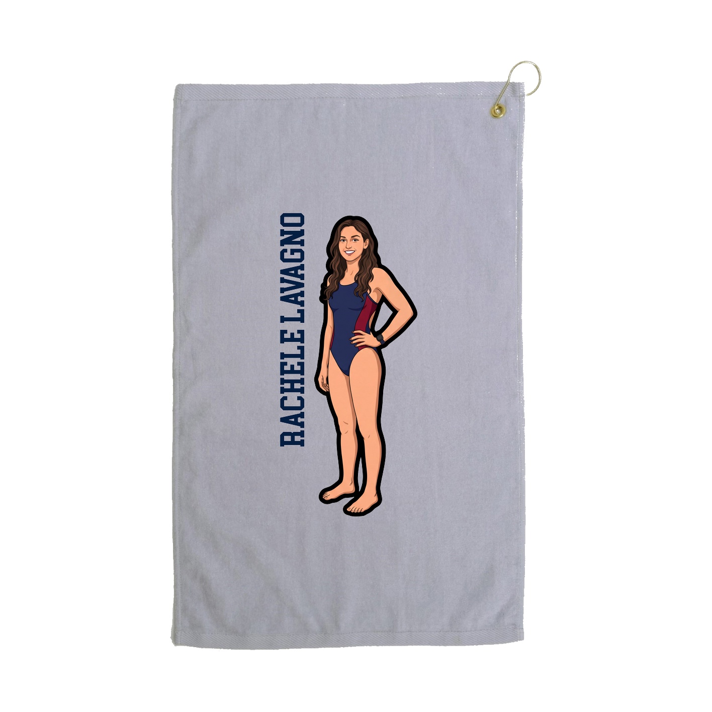 Golf Towel — Name Vertical in Grey