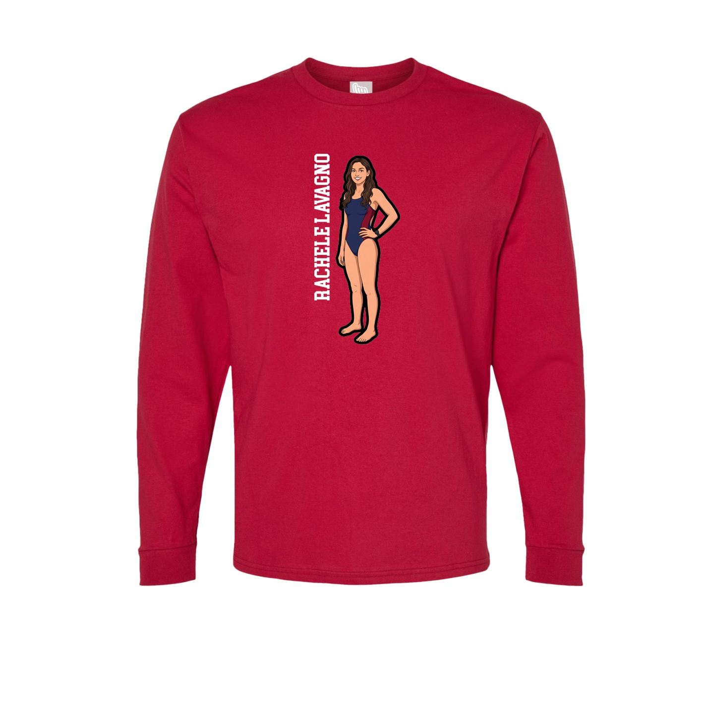 Long Sleeve Tee — Name Vertical in Crimson