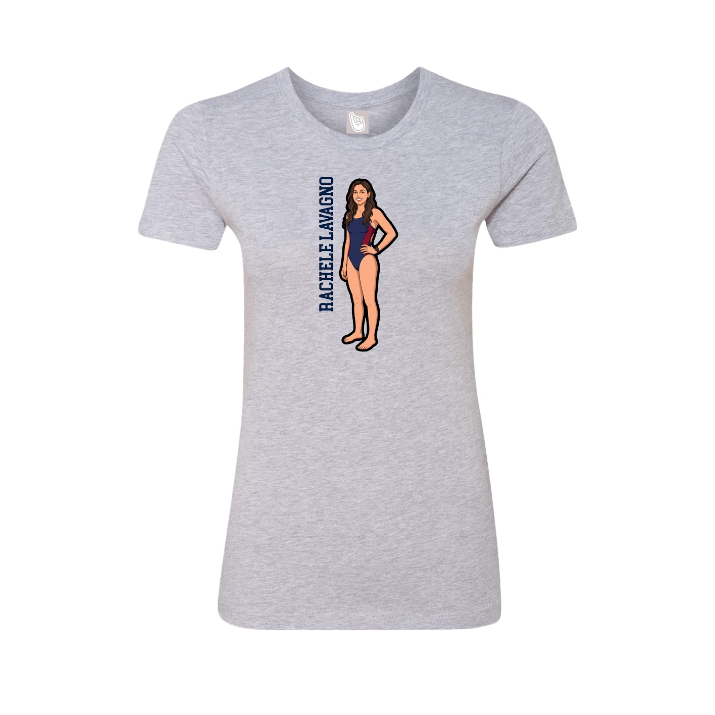 Fitted Women's Tee — Name Vertical in Grey