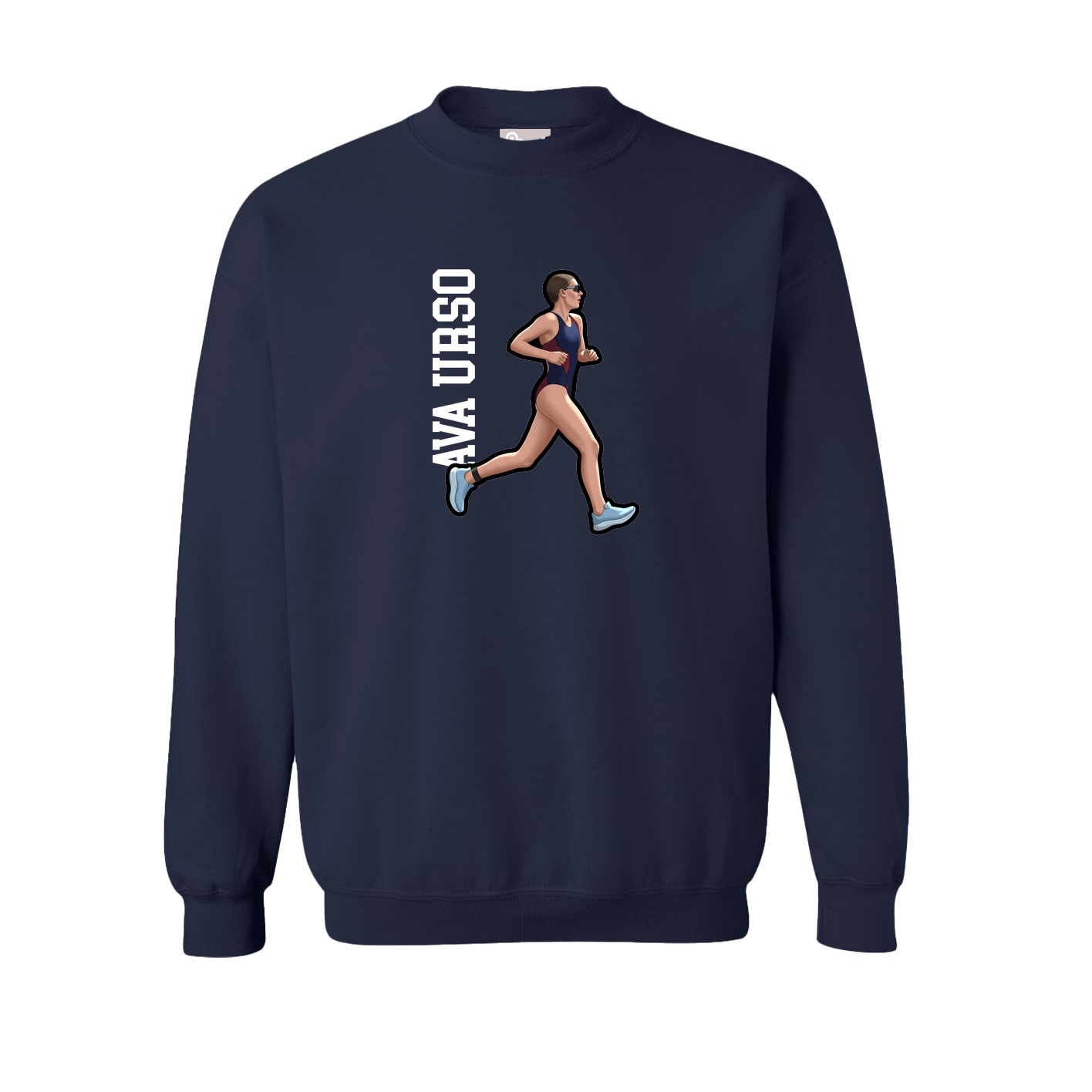 Fleece Crew — Name Vertical in Navy