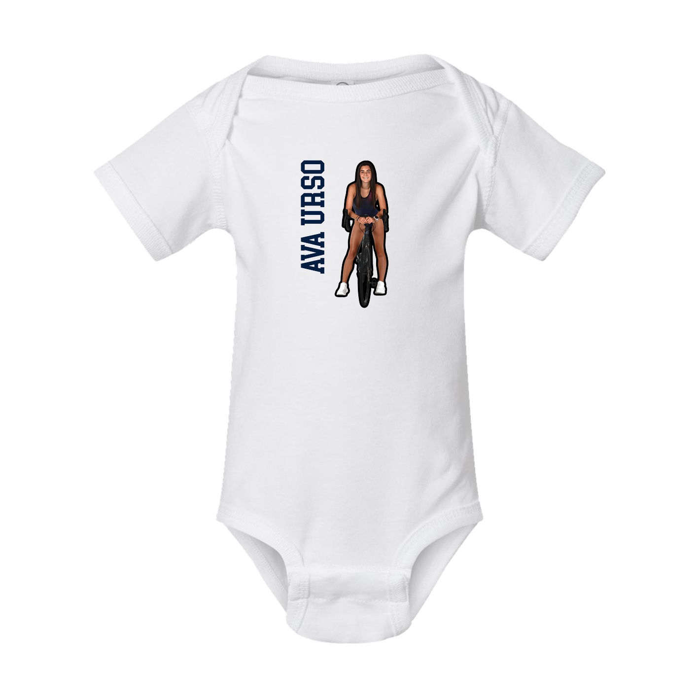 Baby Onesie — Name Vertical in White