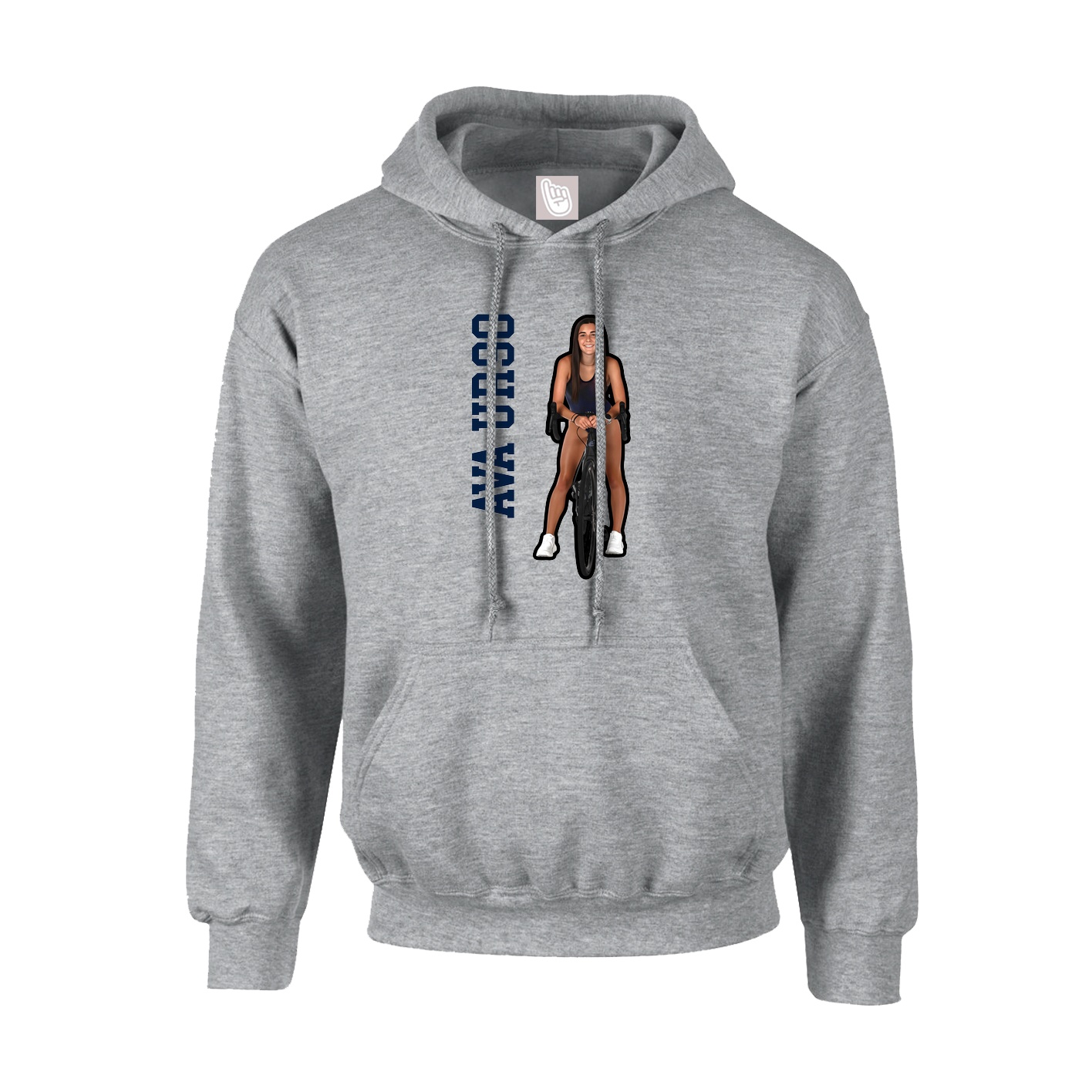 Youth Hoodie — Name Vertical in Grey