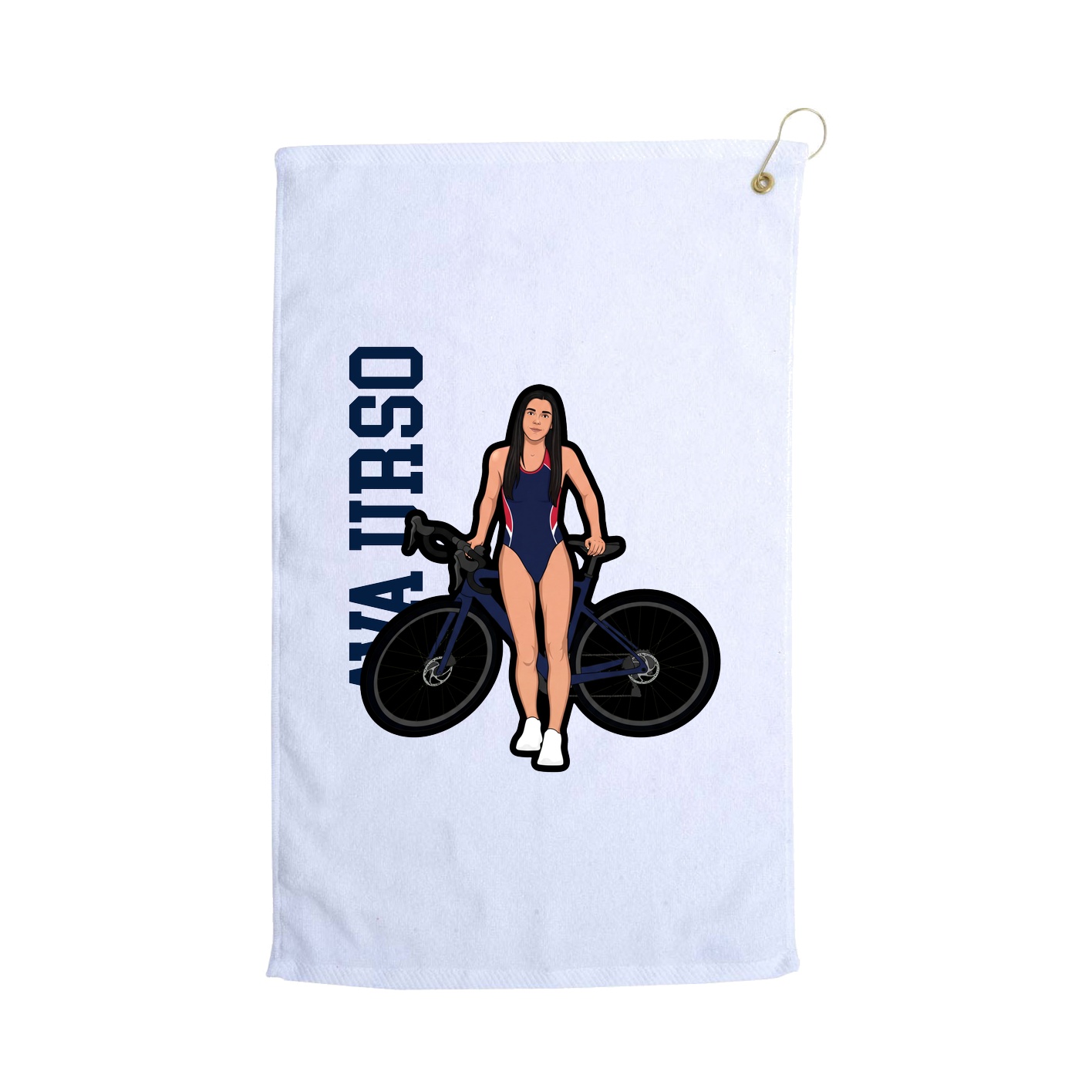 Golf Towel — Name Vertical in White