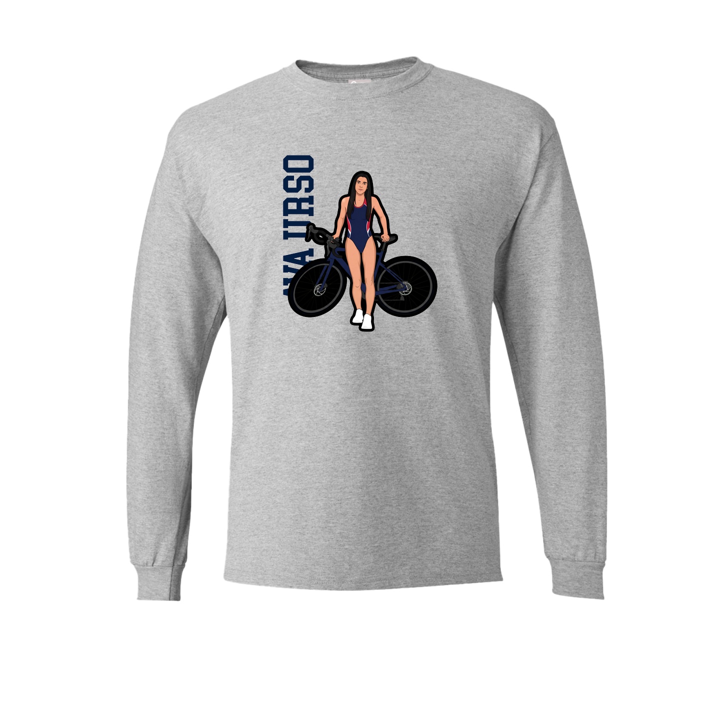 Long Sleeve Tee — Name Vertical in Grey
