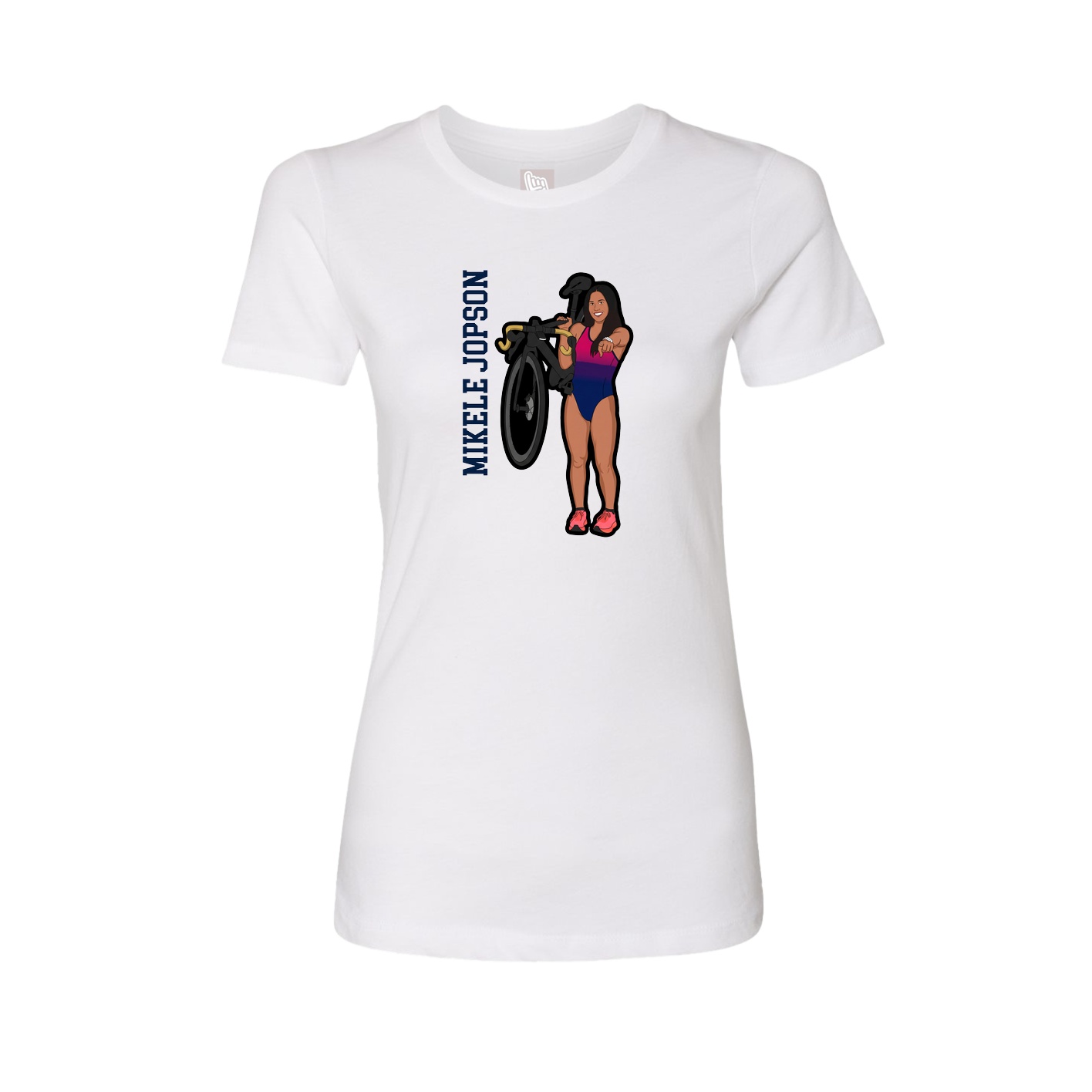 Fitted Women's Tee — Name Vertical in White