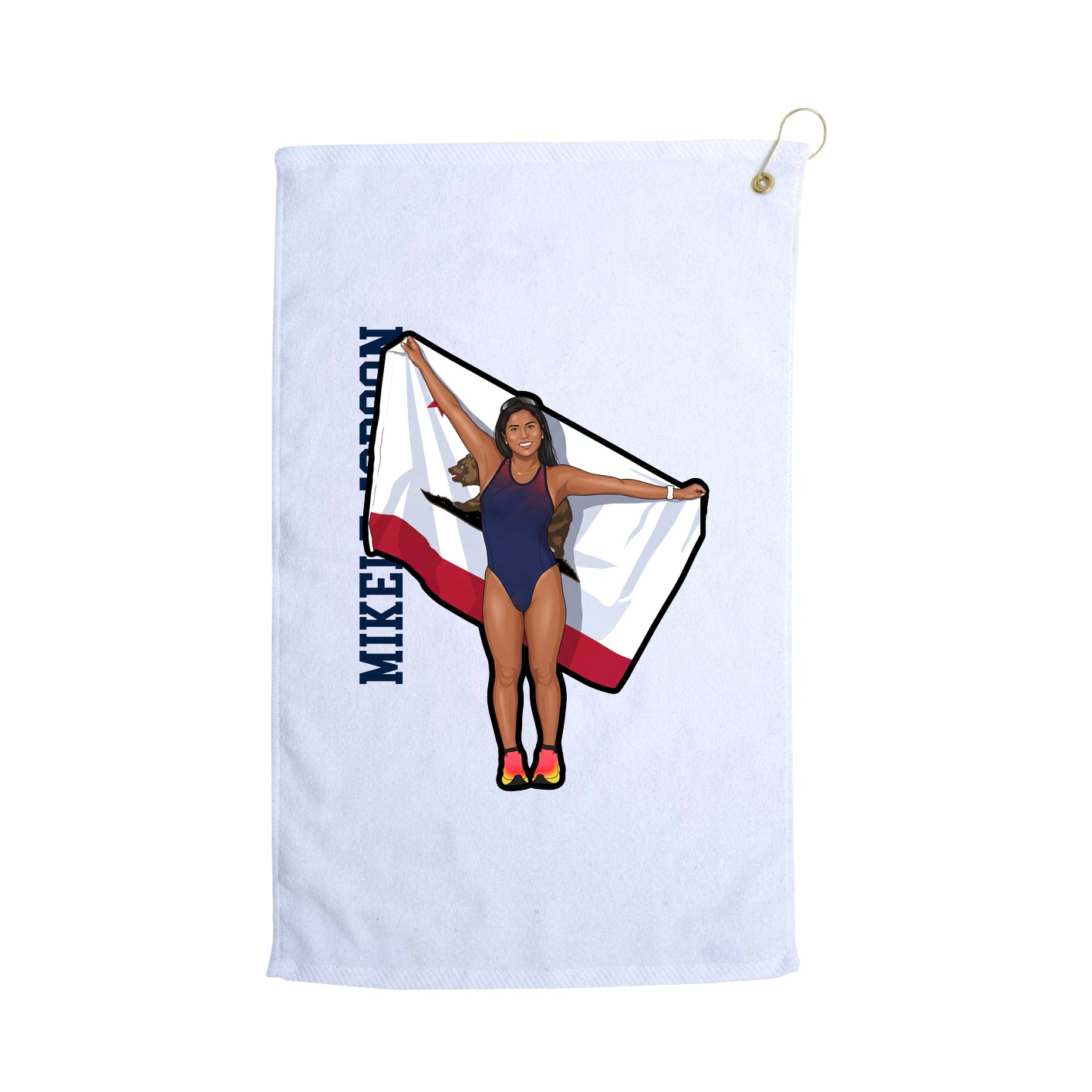 Golf Towel — Name Vertical in White