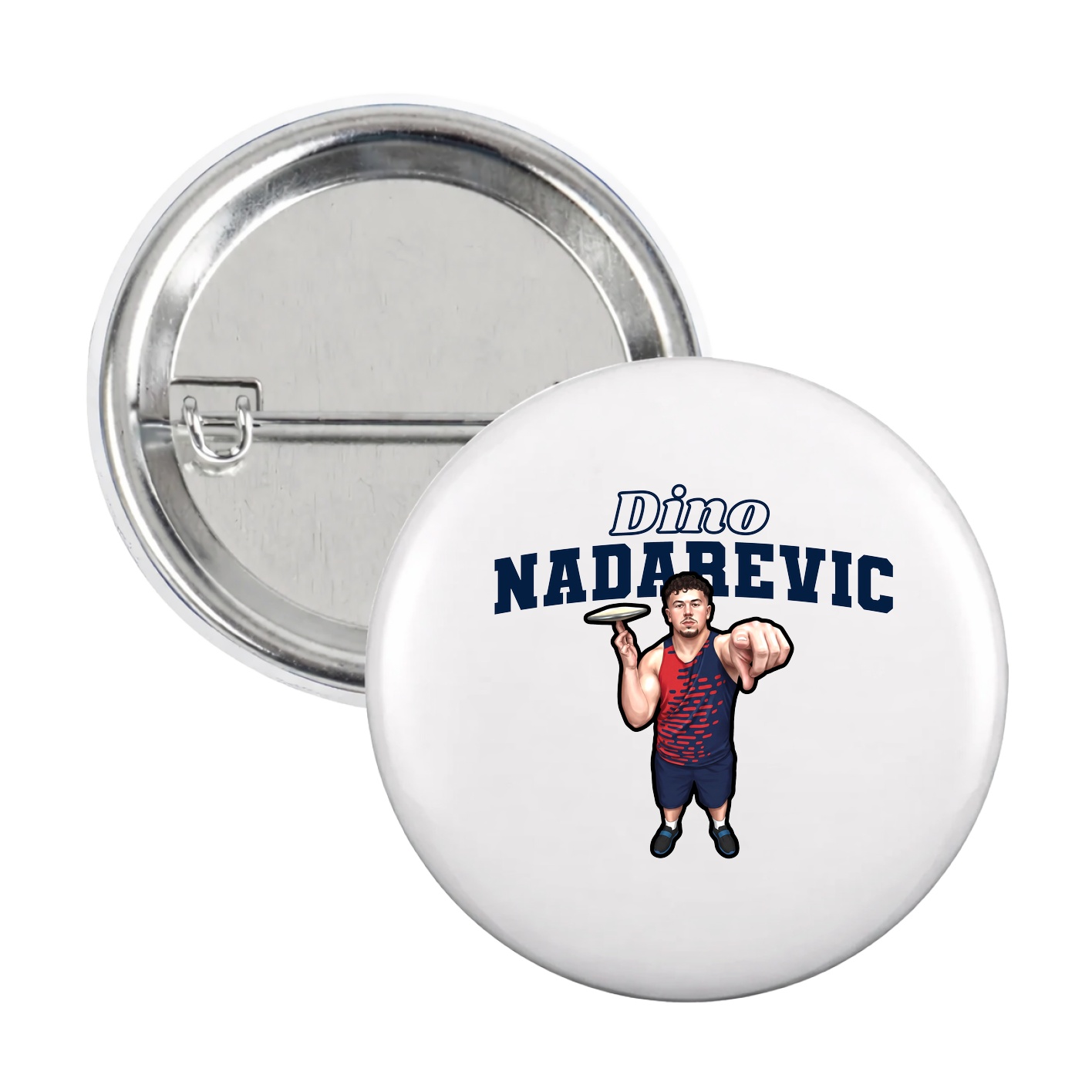 Game Day Button — Name Arch in White