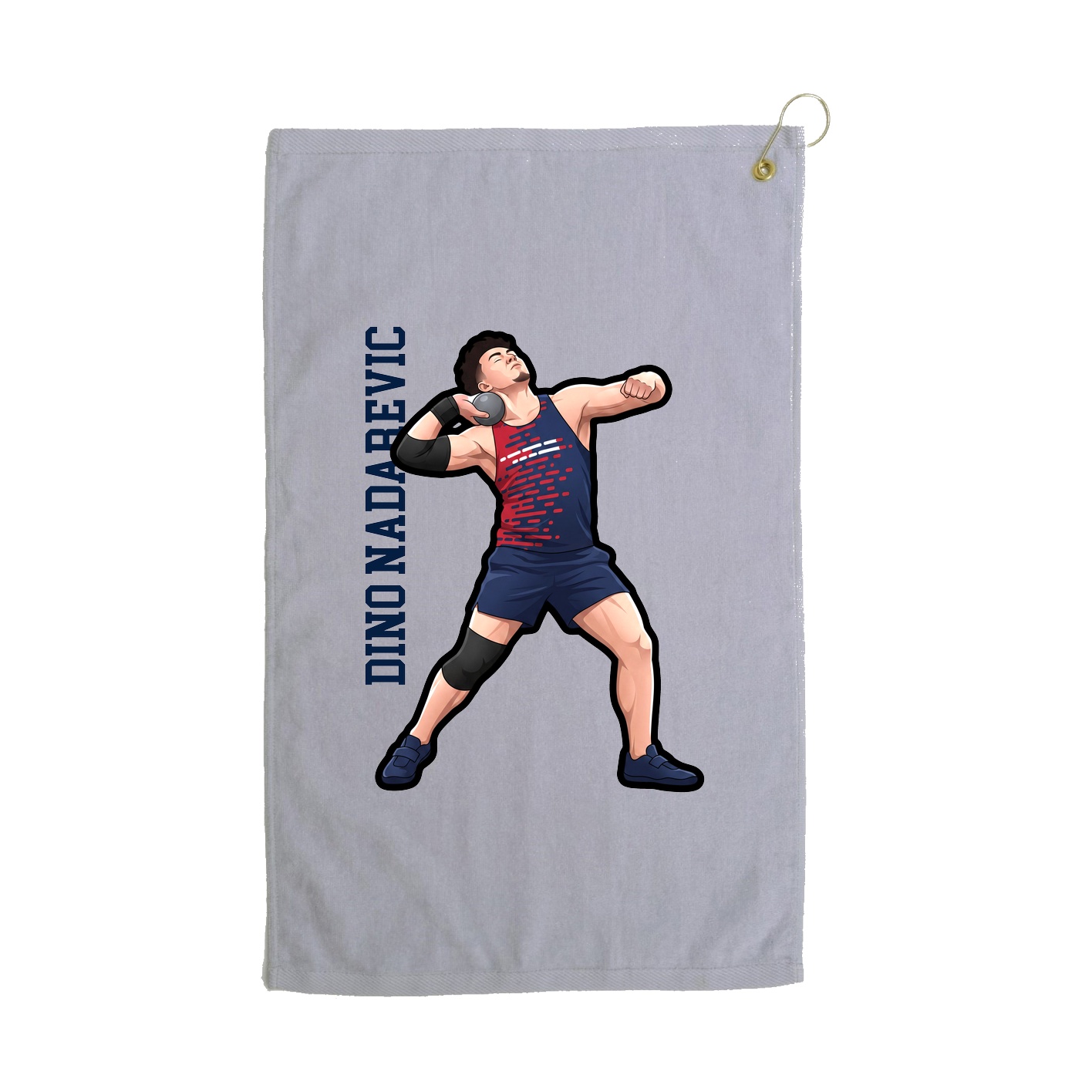 Golf Towel — Name Vertical in Grey