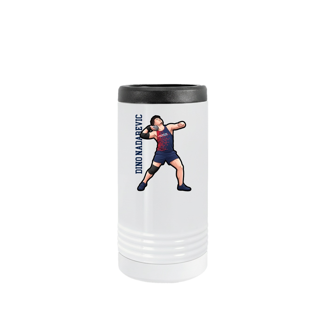 Slim Beverage Holder — Name Vertical in White
