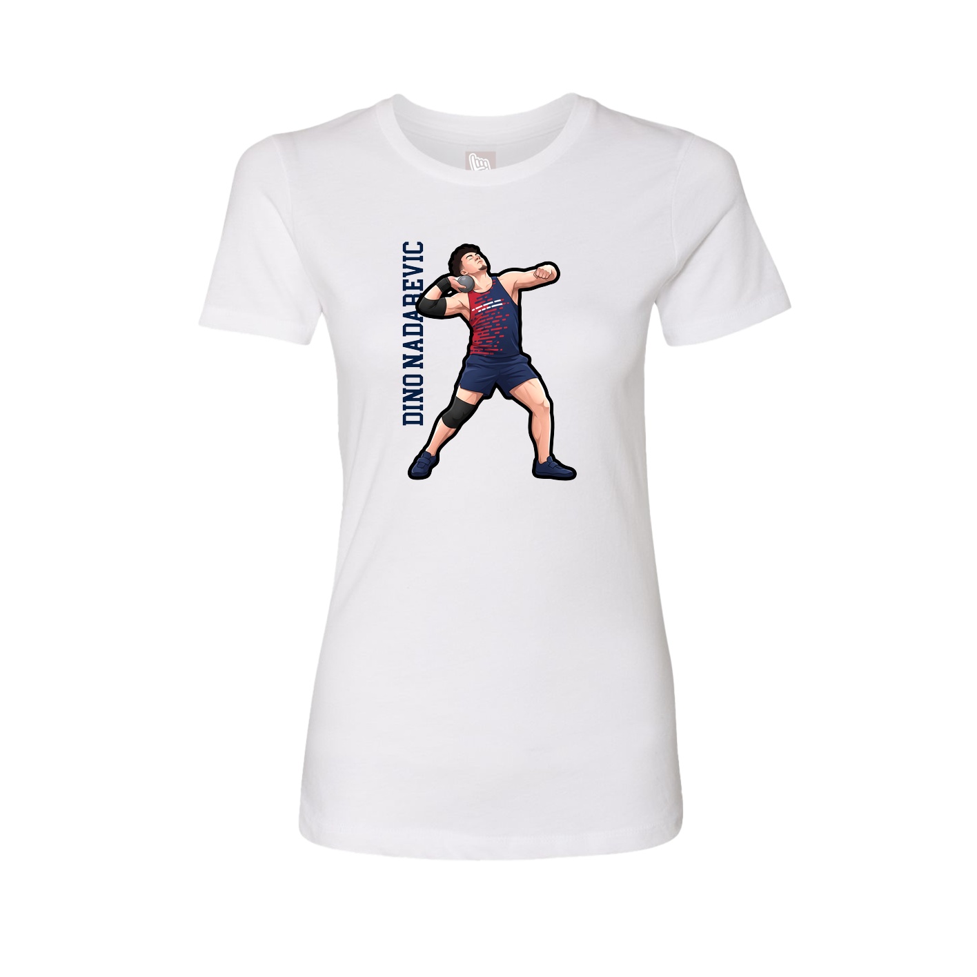 Womens Tee — Name Vertical in White