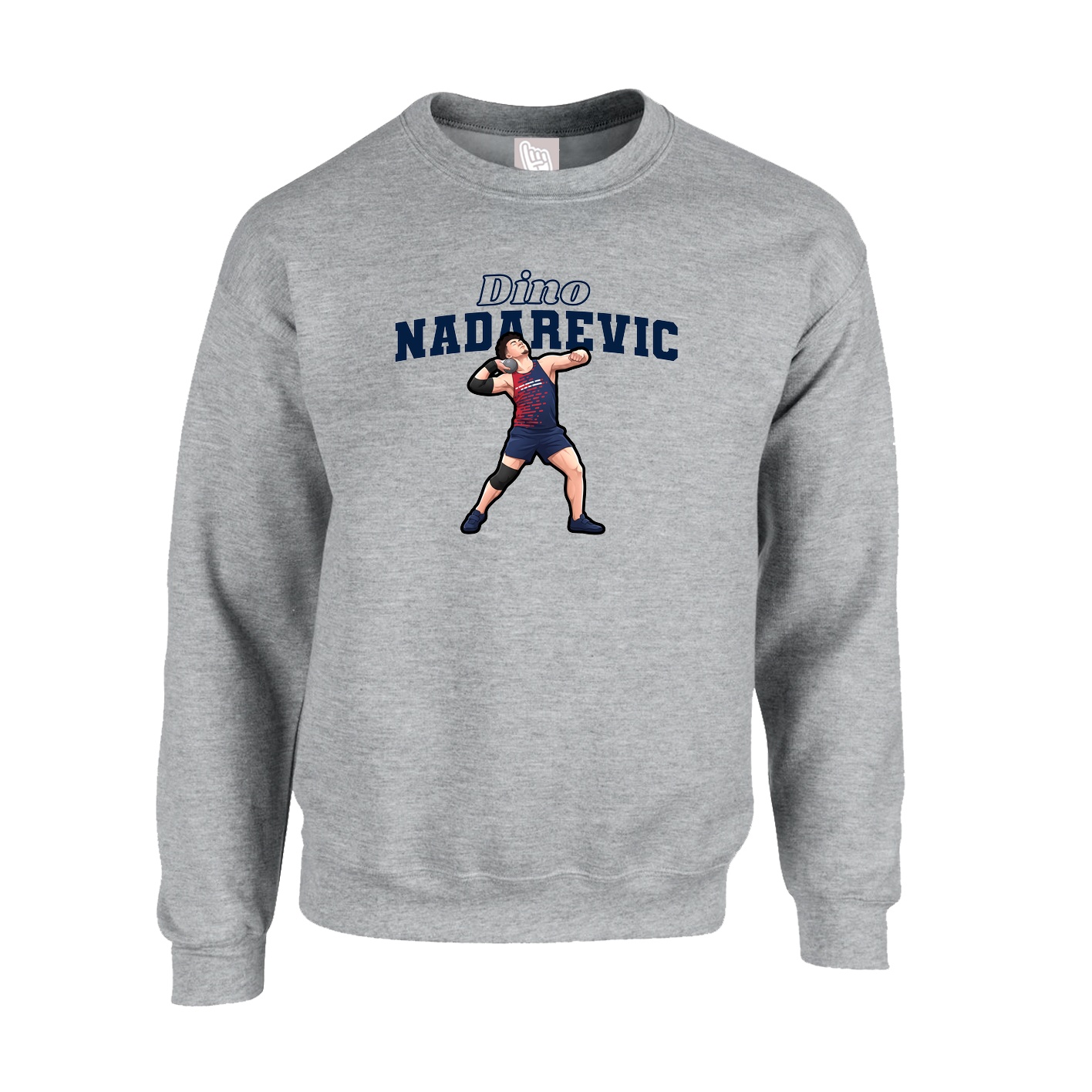 Fleece Crew — Name Arch in Grey