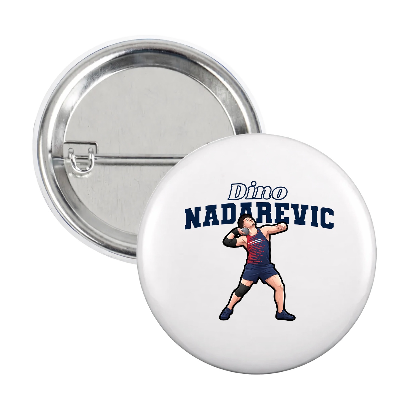 Game Day Button — Name Arch in White