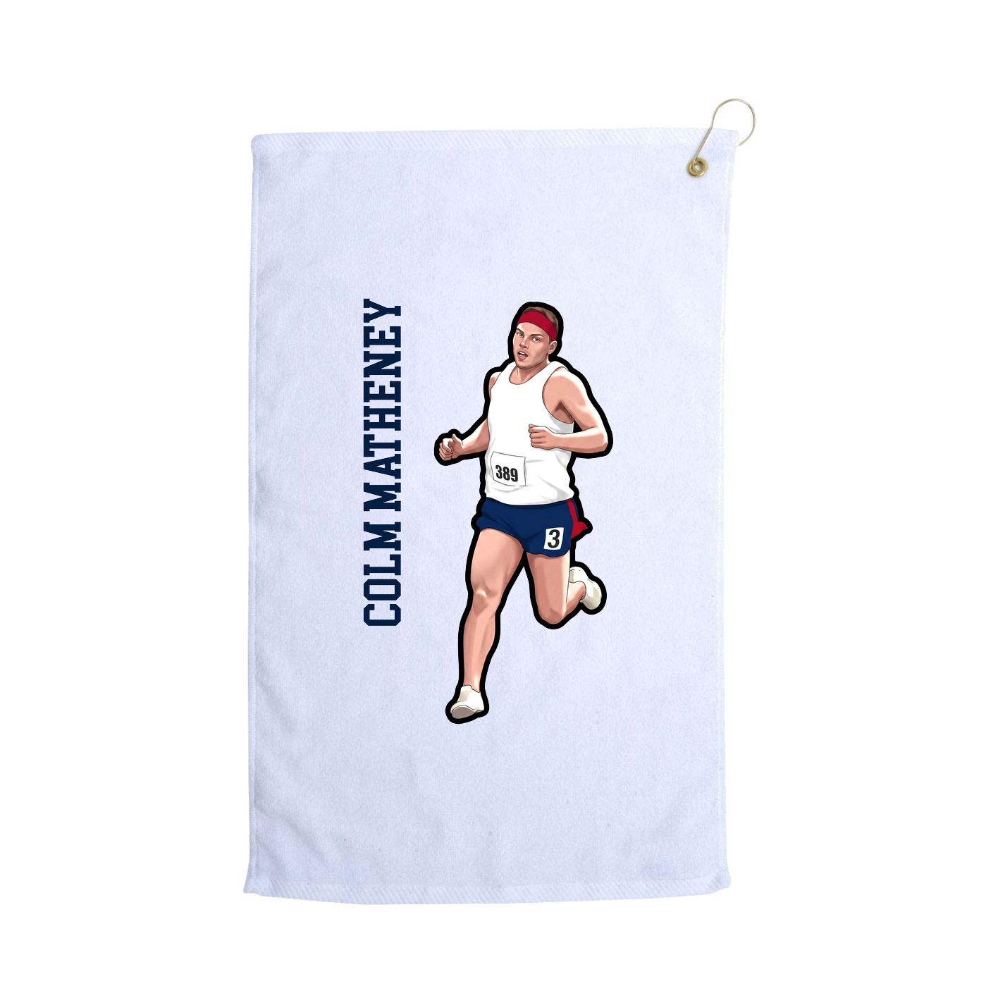 Golf Towel — Name Vertical in White