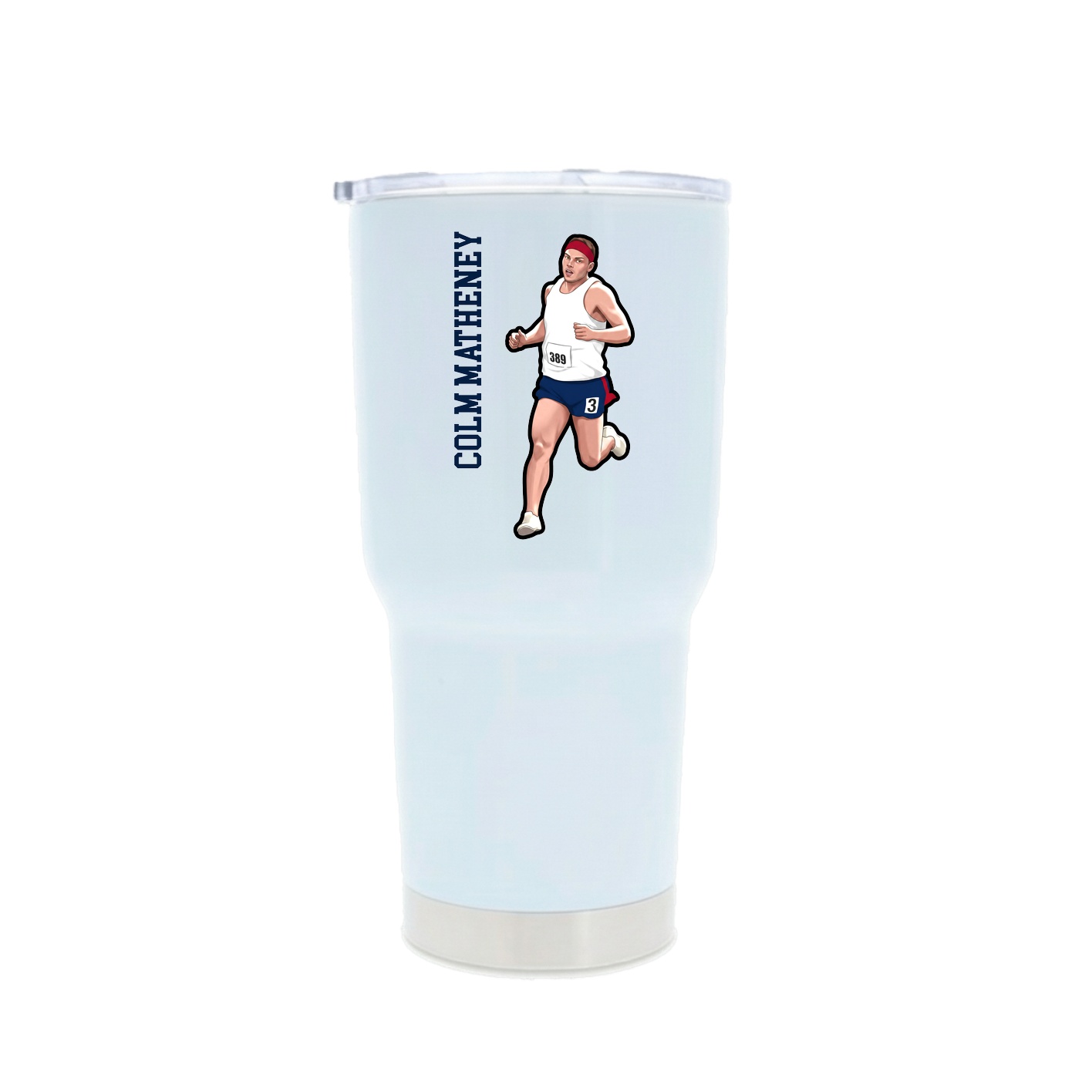 30oz Stainless Steel Tumbler — Name Vertical in White