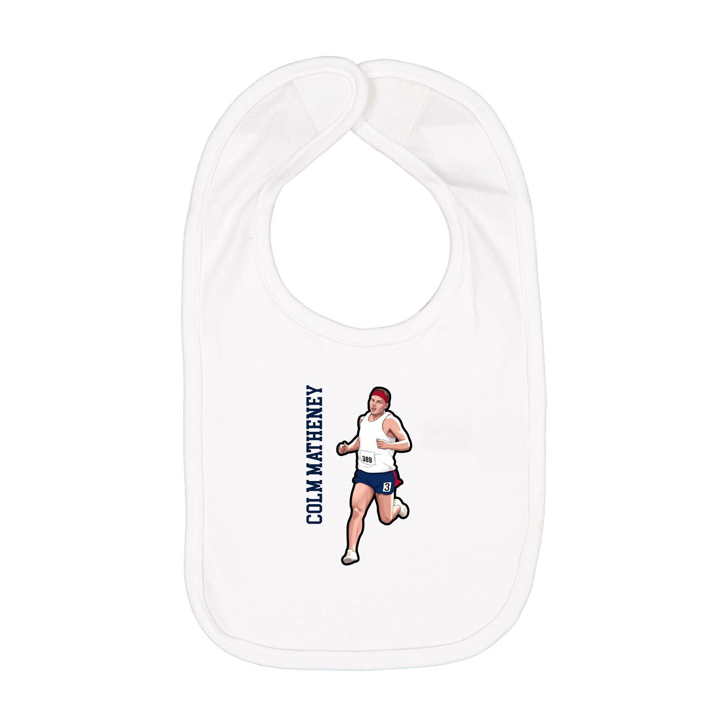 Infant Bib — Name Vertical in White