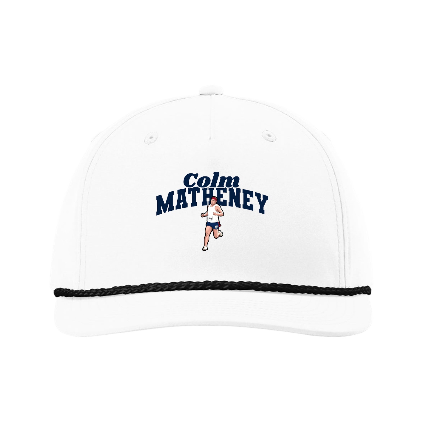 Five-Panel Classic Rope Cap — Signature Arch in White