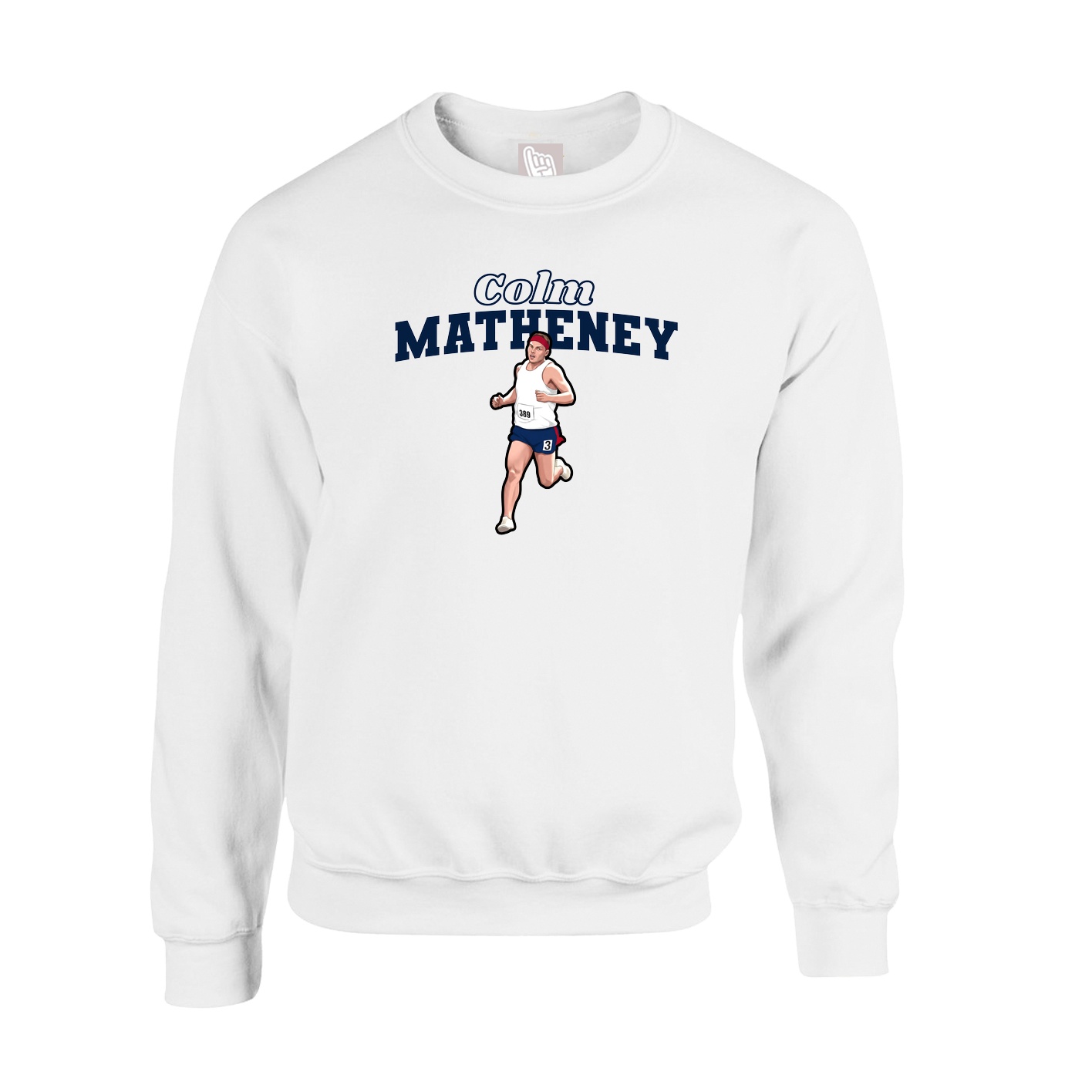 Fleece Crew — Name Arch in White