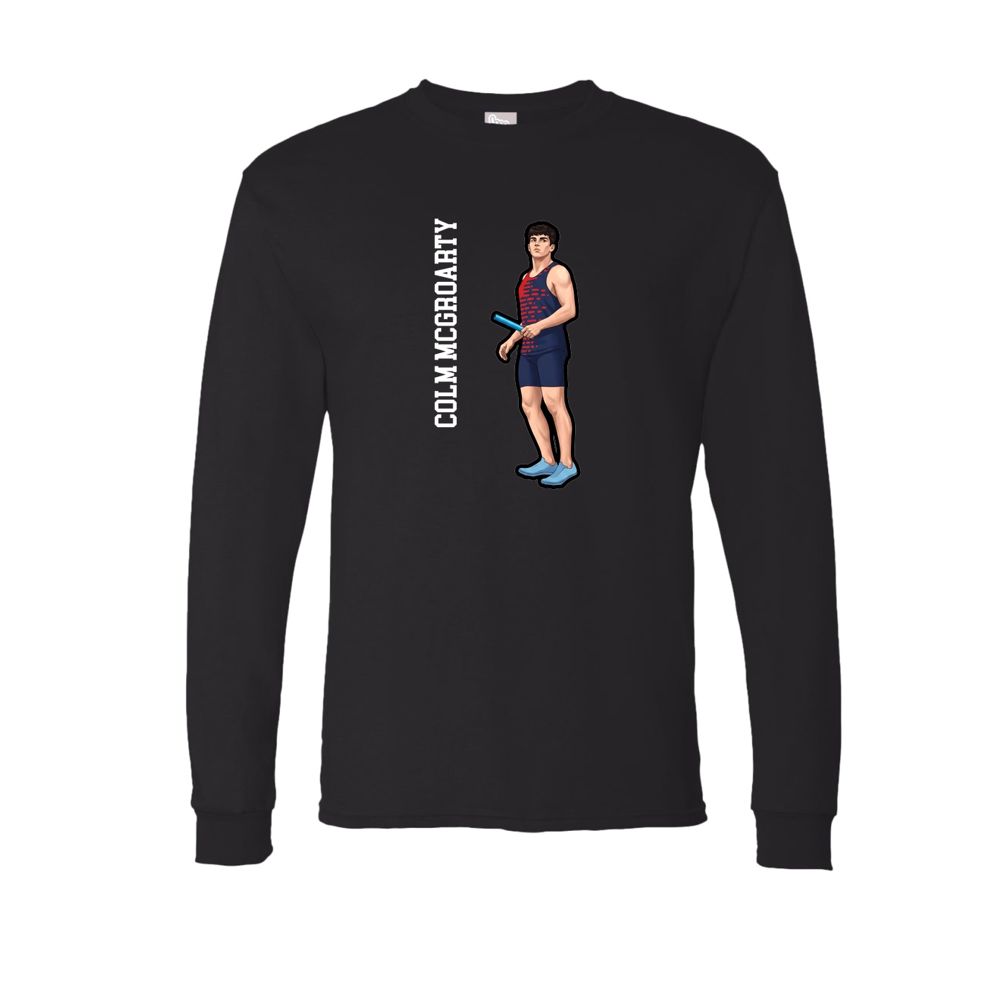 Long Sleeve Tee — Name Vertical in Black