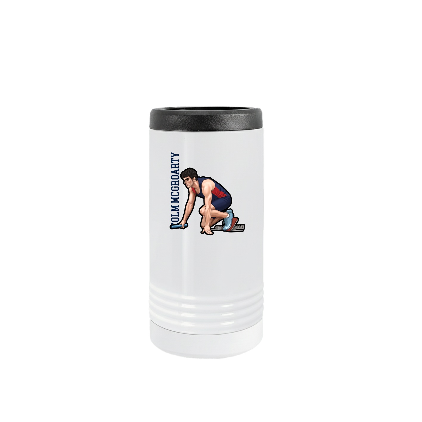 Slim Beverage Holder — Name Vertical in White