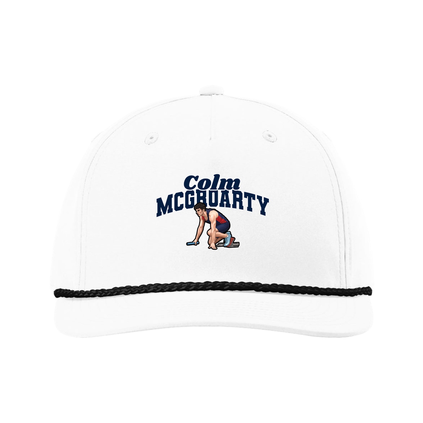 Five-Panel Classic Rope Cap — Signature Arch in White