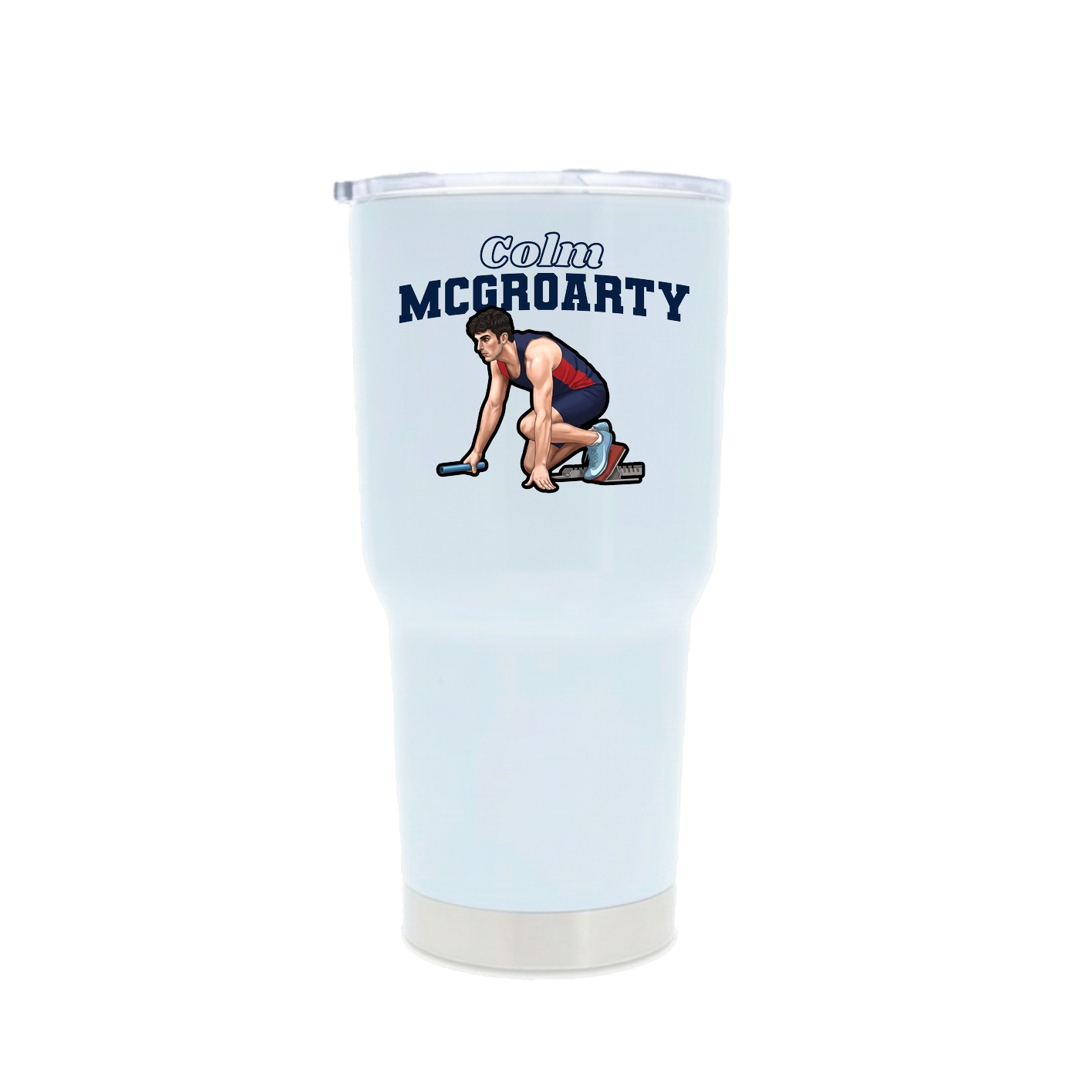 30oz Stainless Steel Tumbler — Name Arch in White