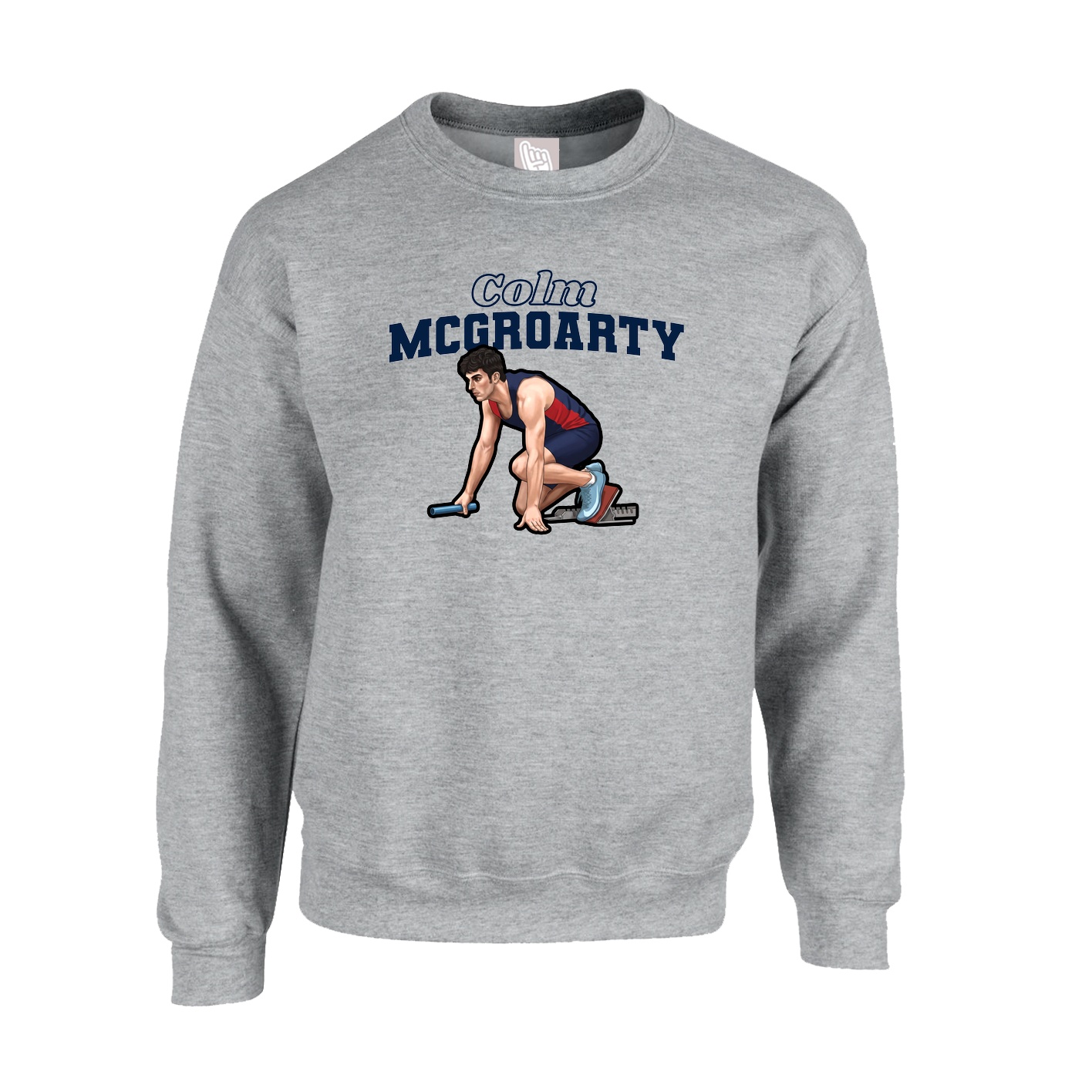 Fleece Crew — Name Arch in Grey