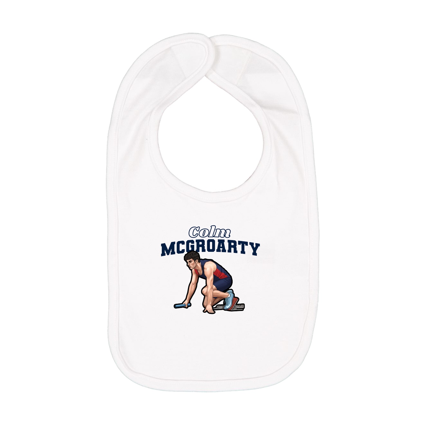 Infant Bib — Name Arch in White
