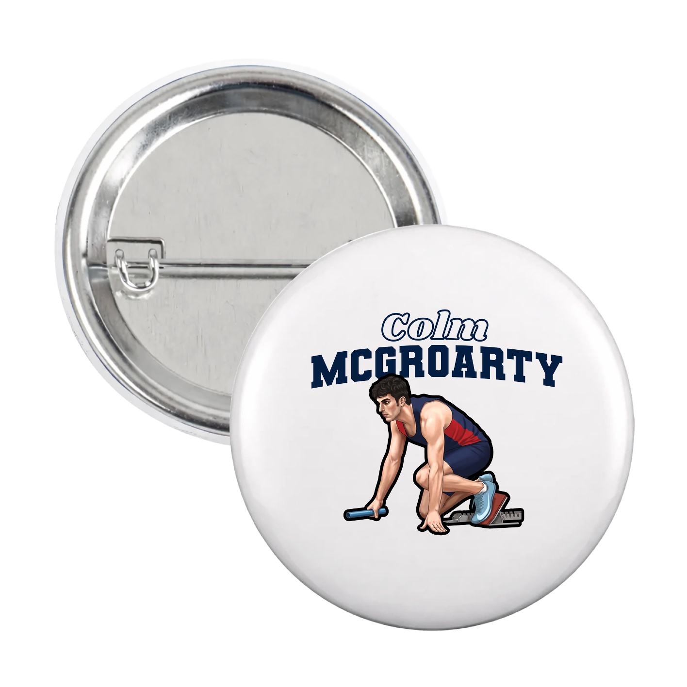 Game Day Button — Name Arch in White