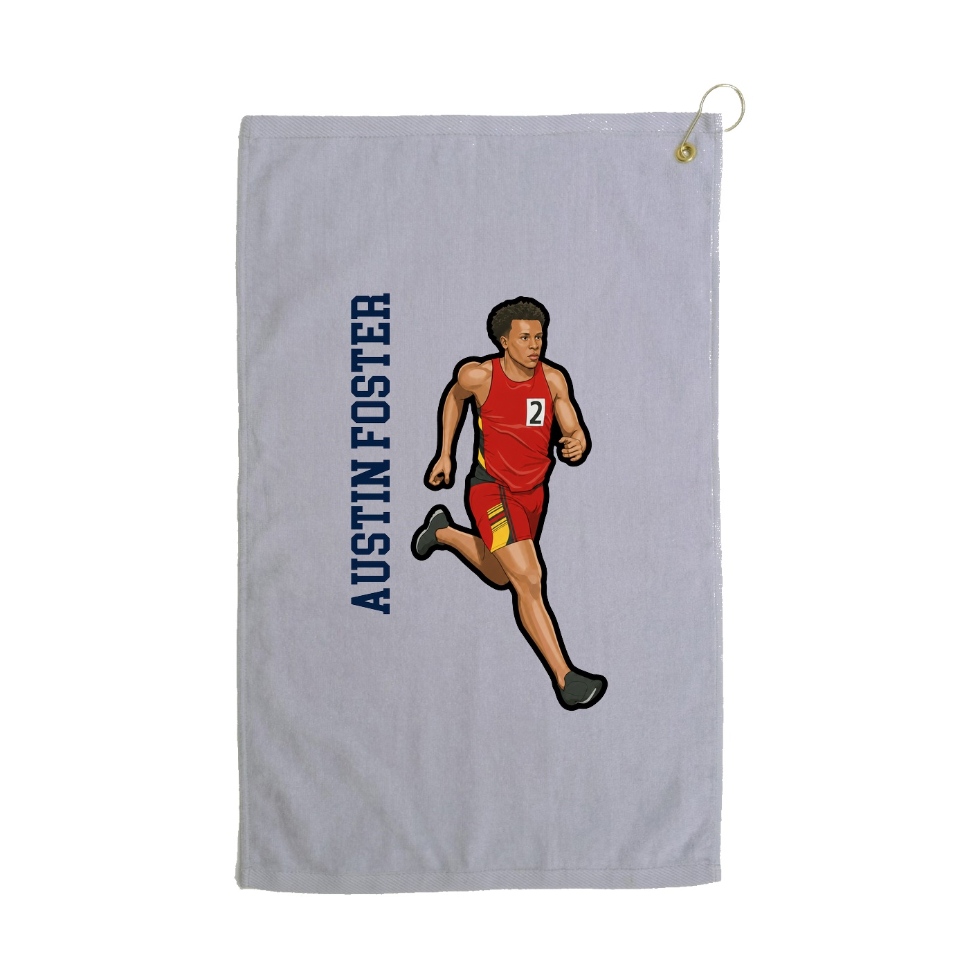 Golf Towel — Name Vertical in Grey