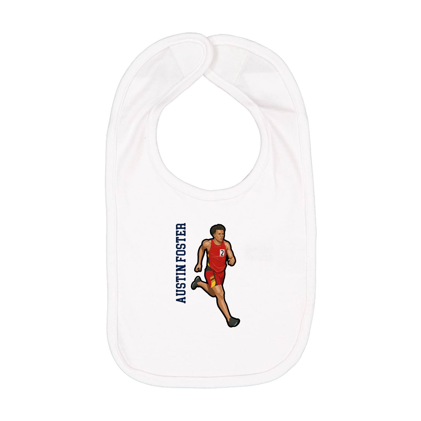 Infant Bib — Name Vertical in White
