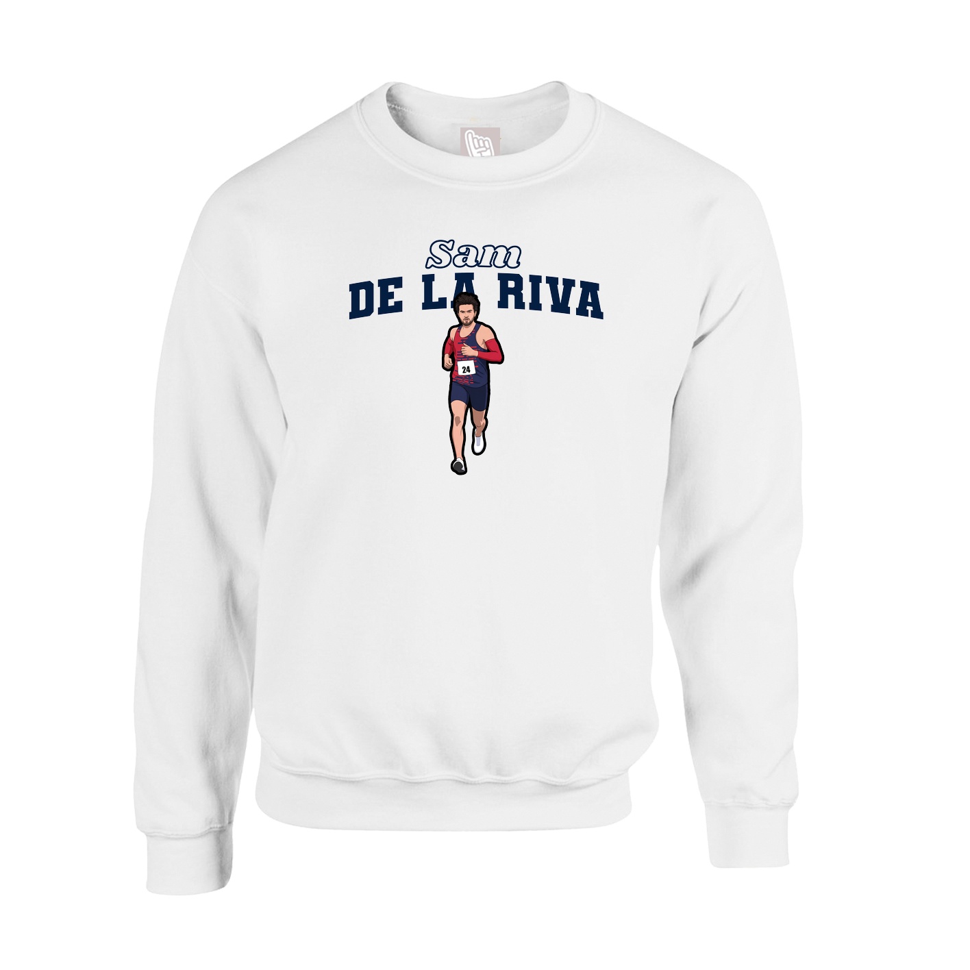 Fleece Crew — Name Arch in White