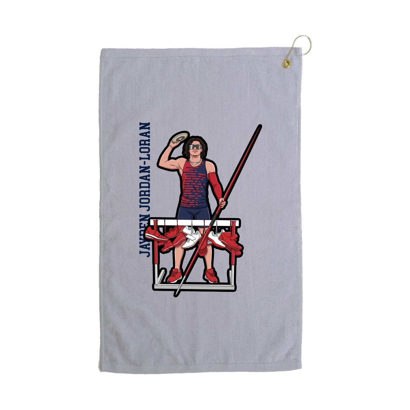 Golf Towel — Name Vertical in Grey